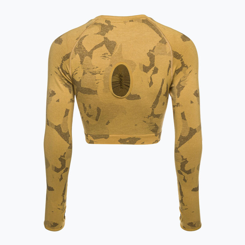 Dámský bezešvý fitness  top s dlouhým rukávem Camo Savanna