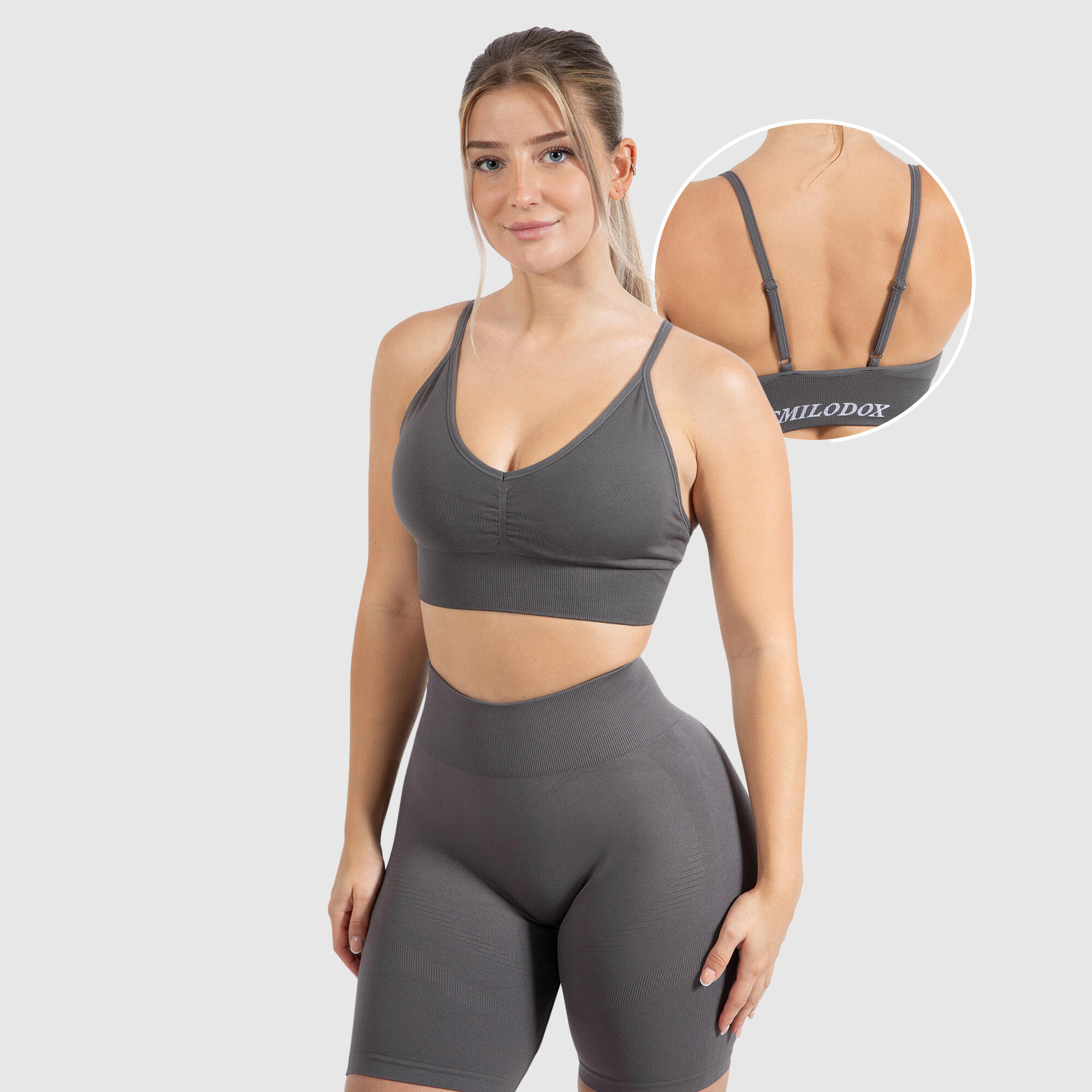 SMILODOX Damen Sport BH Maria Solid Anthrazit