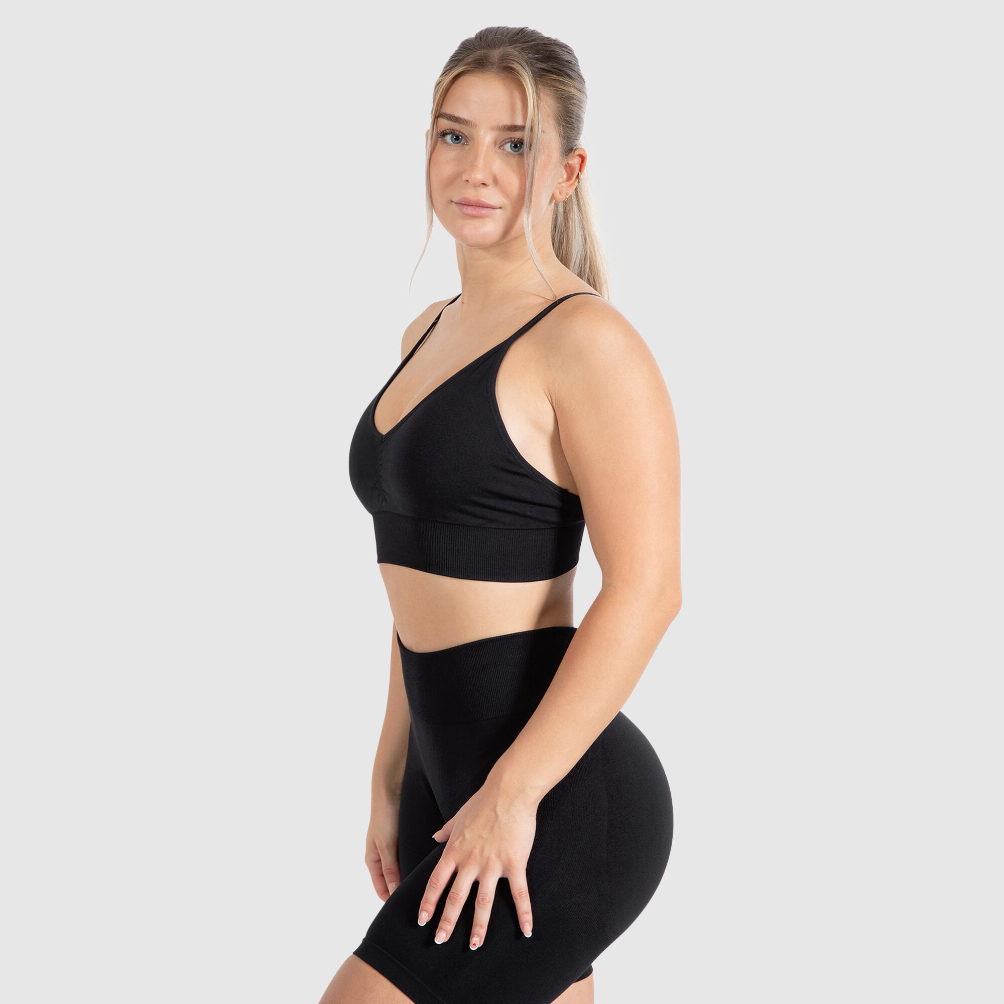 Damen Sport BH Maria Solid Schwarz 2/6