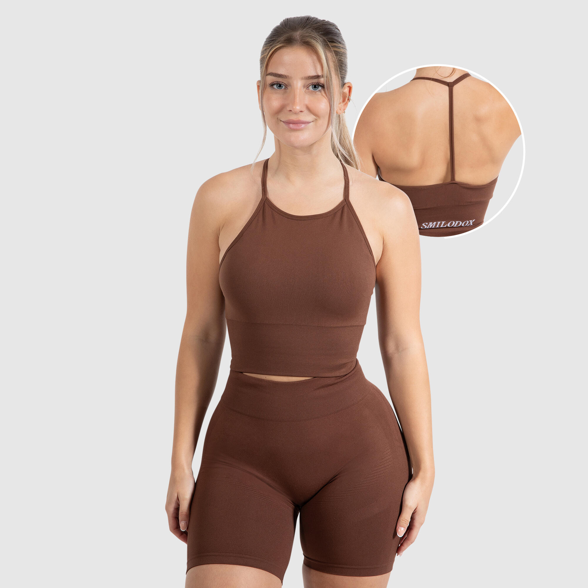 SMILODOX Damen Tank Top Maria Solid Braun