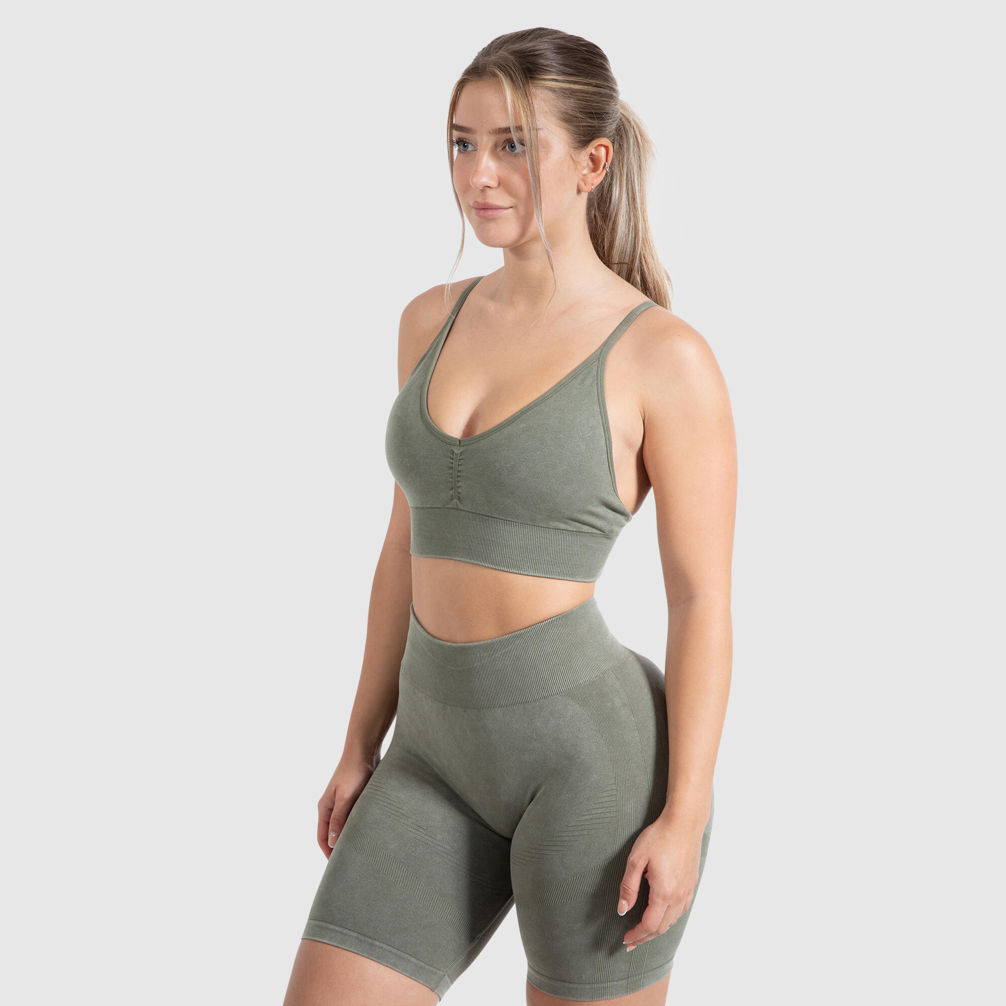Damen Sport BH Acid Batik Olive 2/6