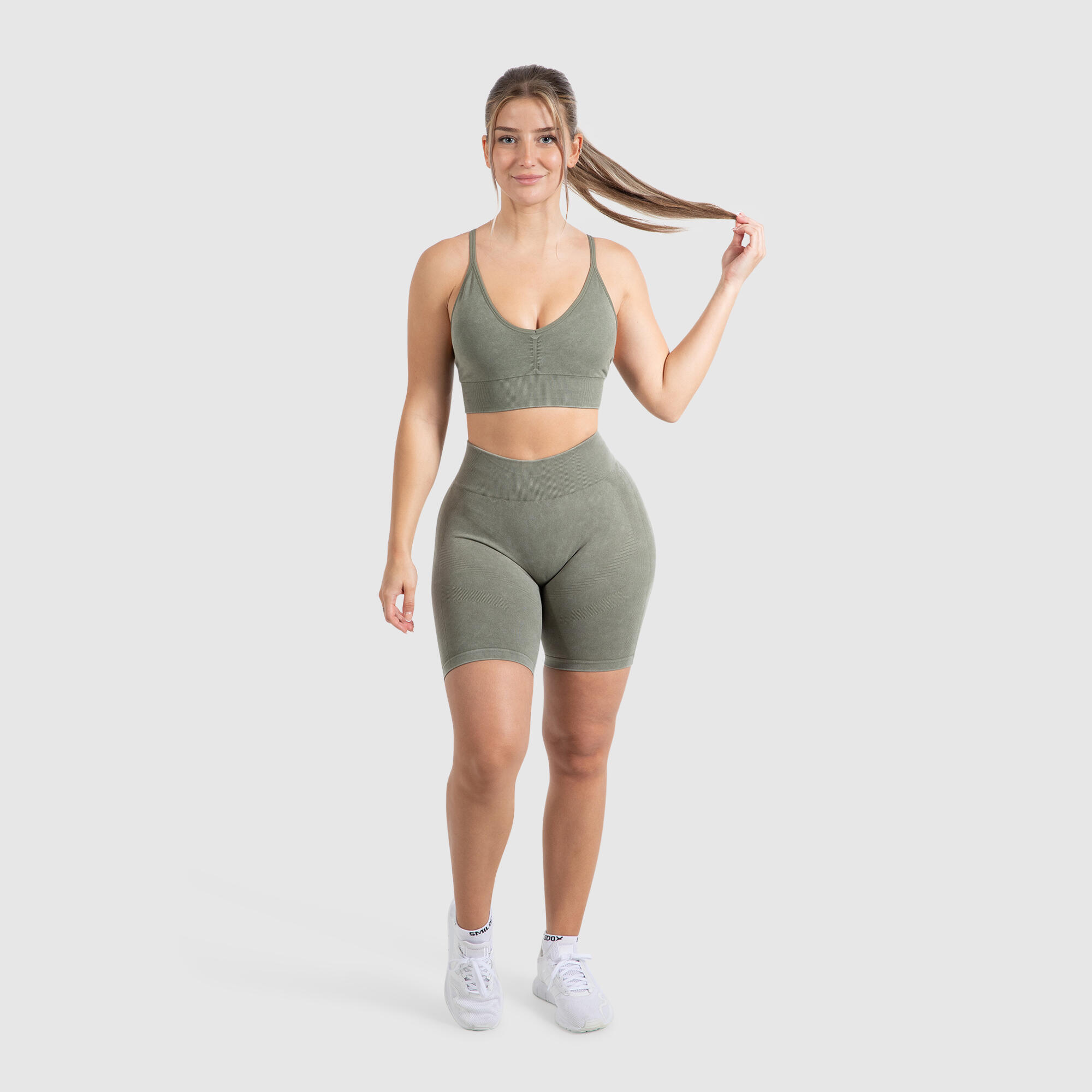 Damen Sport BH Acid Batik Olive 3/6
