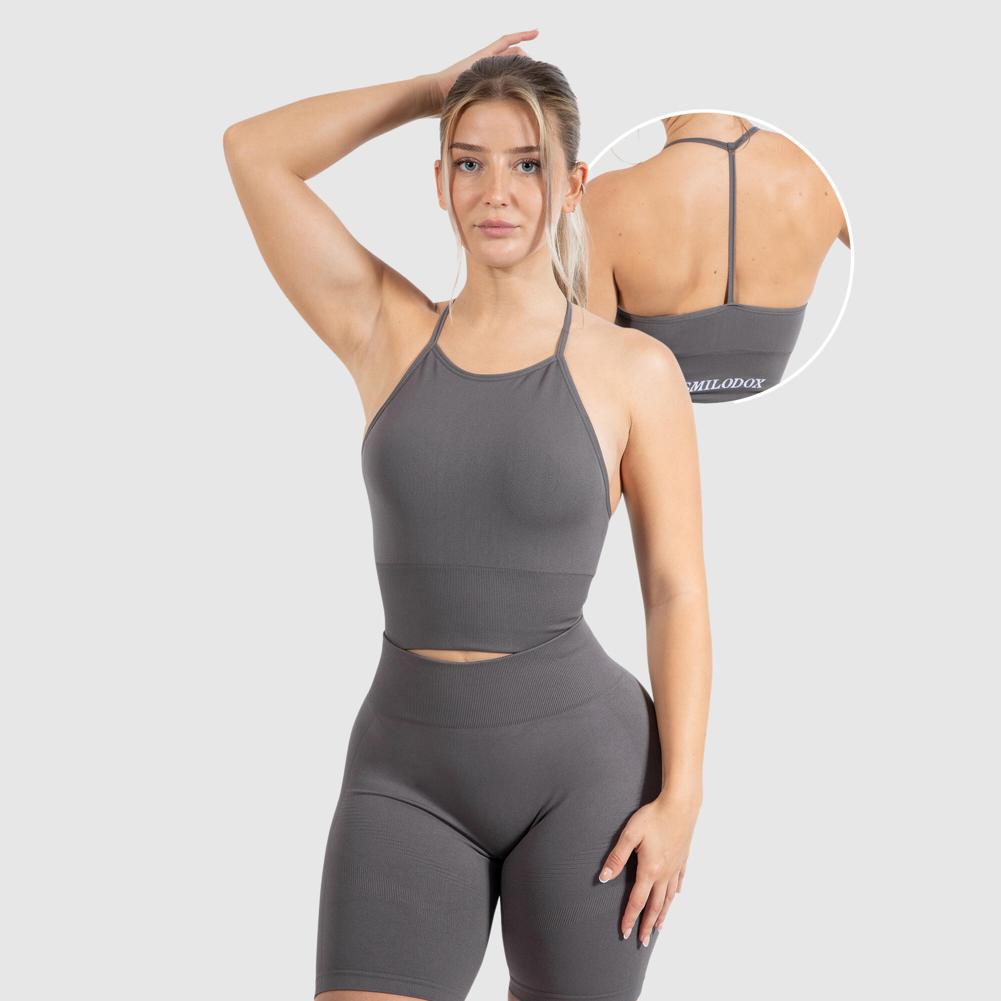 SMILODOX Damen Tank Top Maria Solid Anthrazit