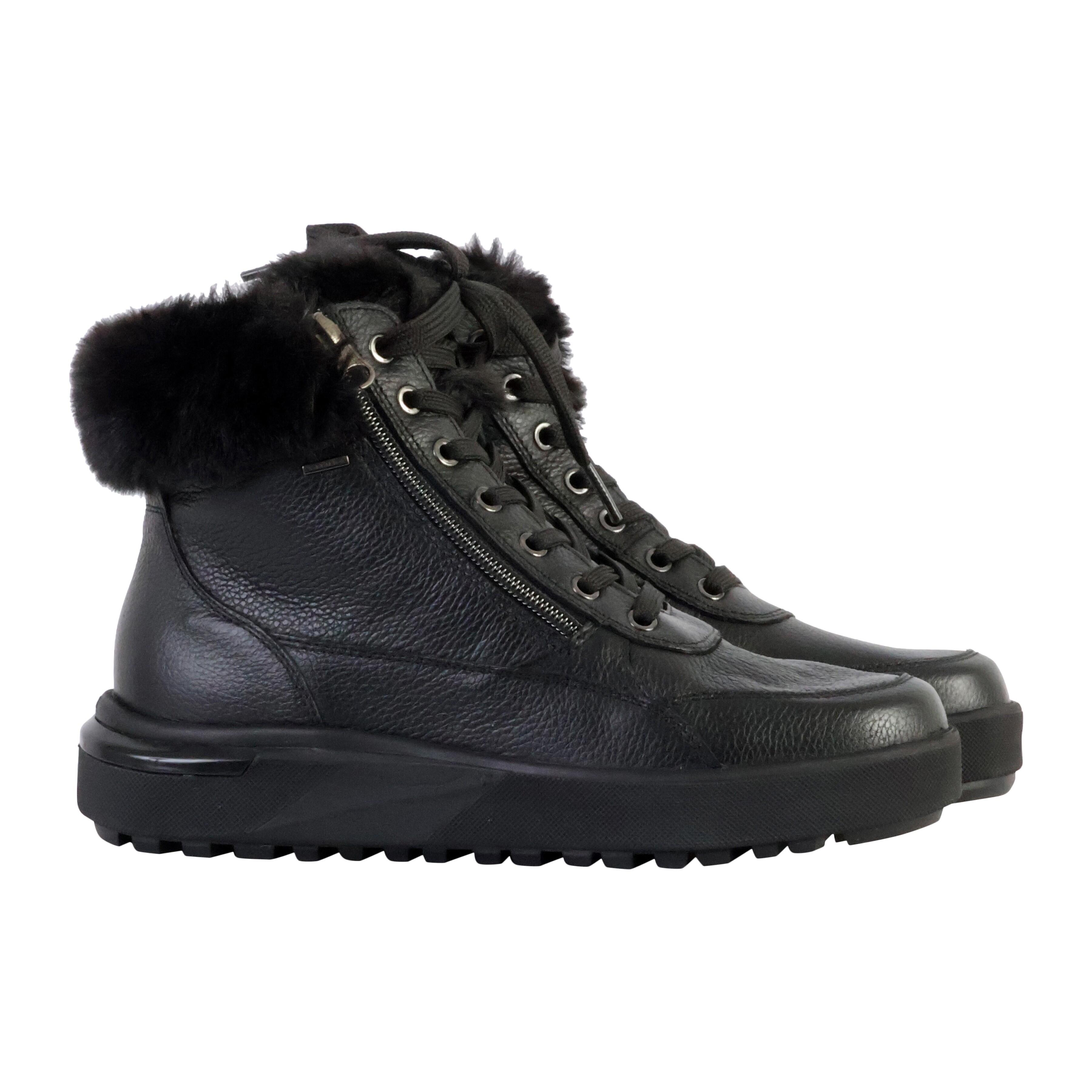 Geox Damen Stiefeletten D Phaolae A – Aus Glattleder, Mit Reißverschluss & Schnürung, Absatz 5 Cm