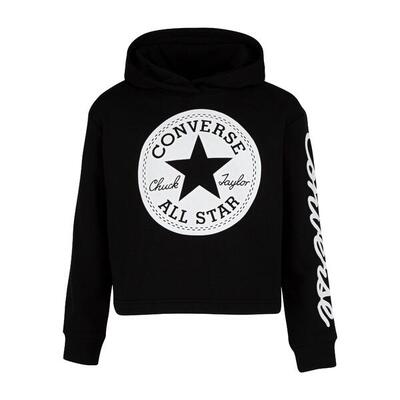 Maglia e felpa per bambina Converse kids patch cropped nera