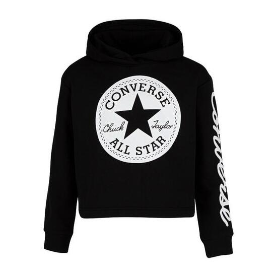 Maglia e felpa per bambina Converse kids patch cropped nera