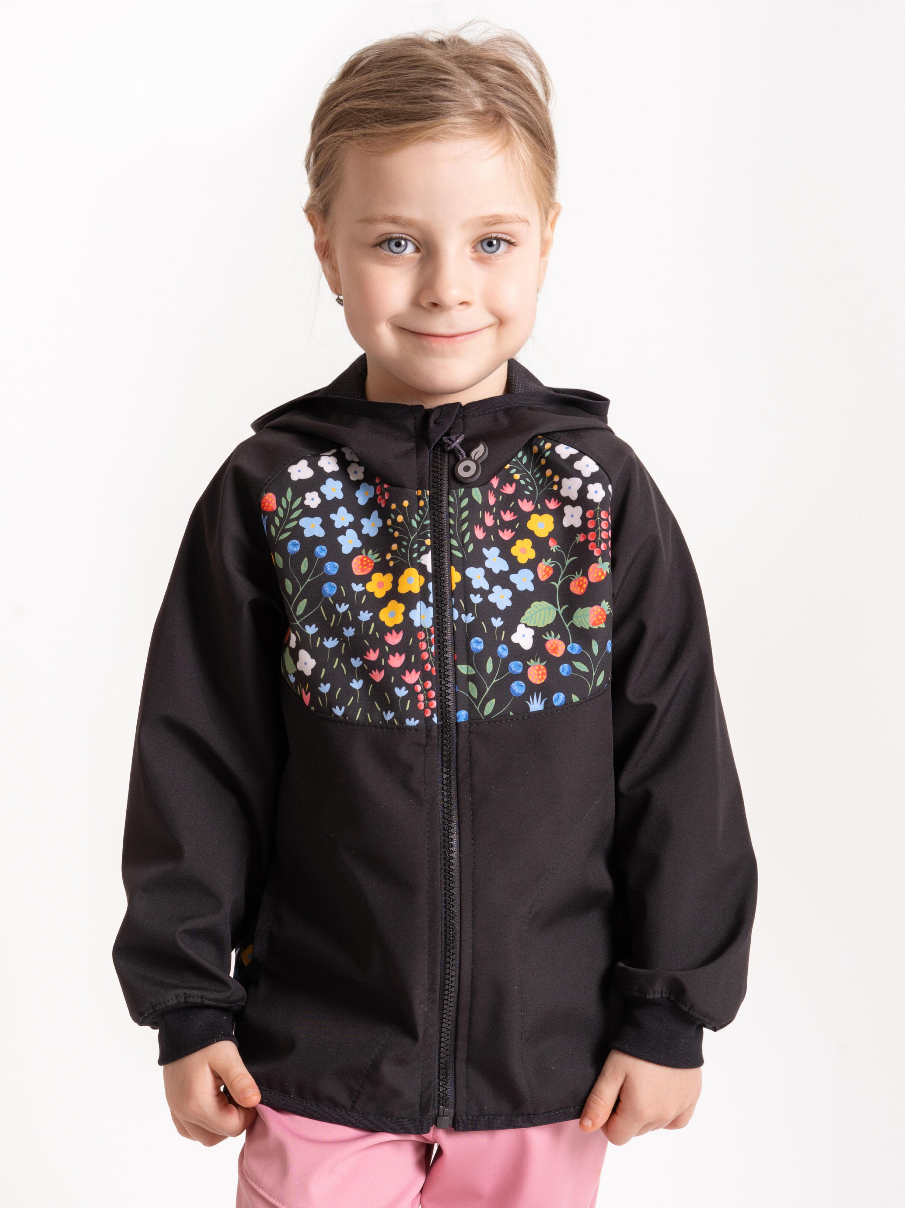 Ungefütterte Softshell-Jacke für Kinder Basic, Schwarz, Garten 2/6