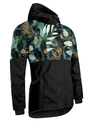 Softshell-Jacke mit Fleece für Damen Street, Schwarz, Magische Blumen