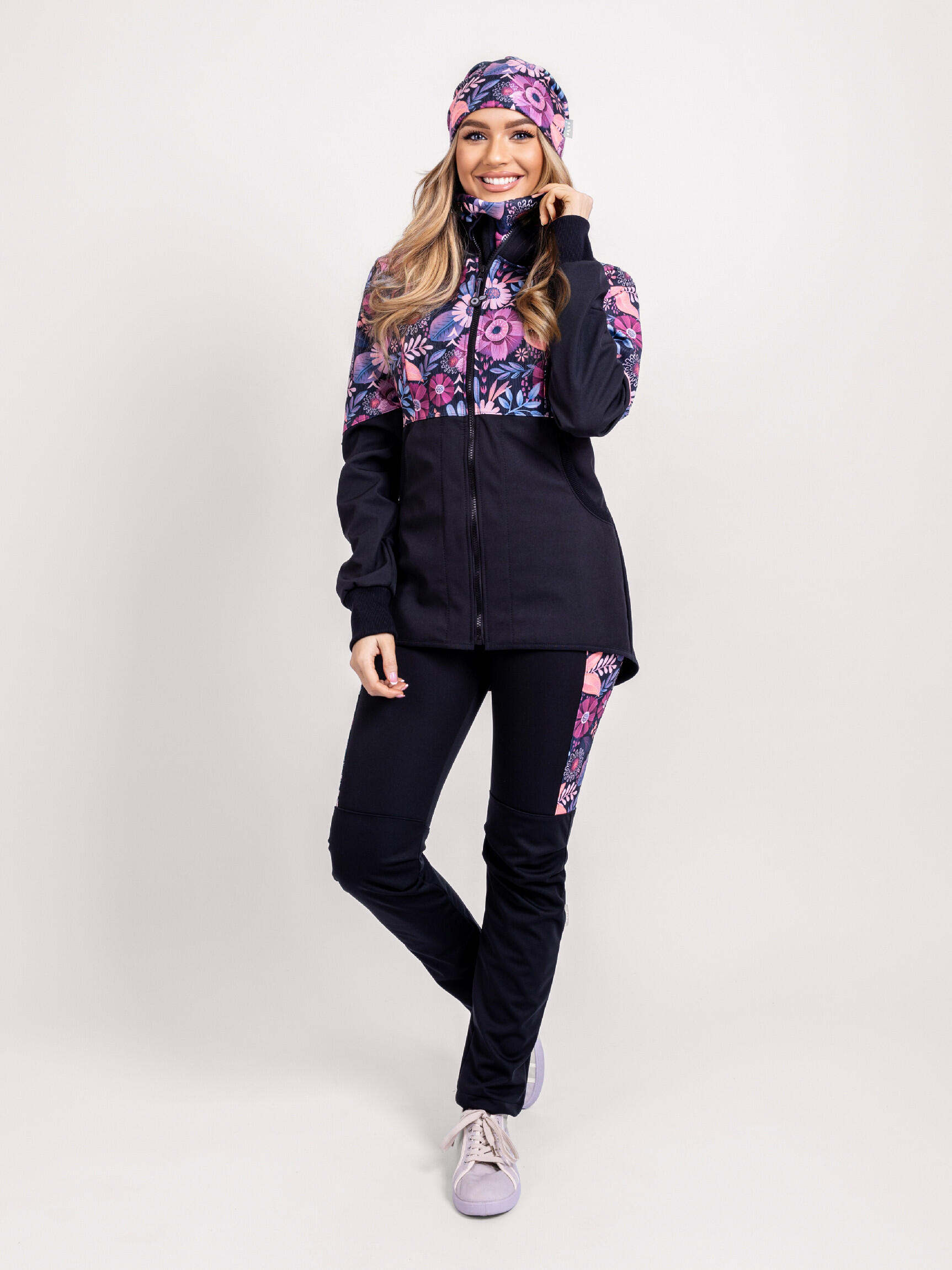 Softshell-Jacke mit Fleece für Damen Street, Schwarz, Magische Blumen 4/6
