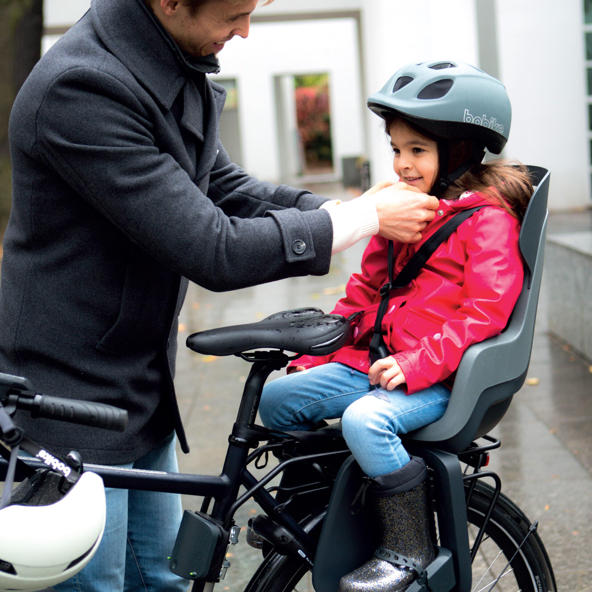 Silla Bicicleta reclinable Trasera Go Cuadro Gris Pastel Macárron 6/8