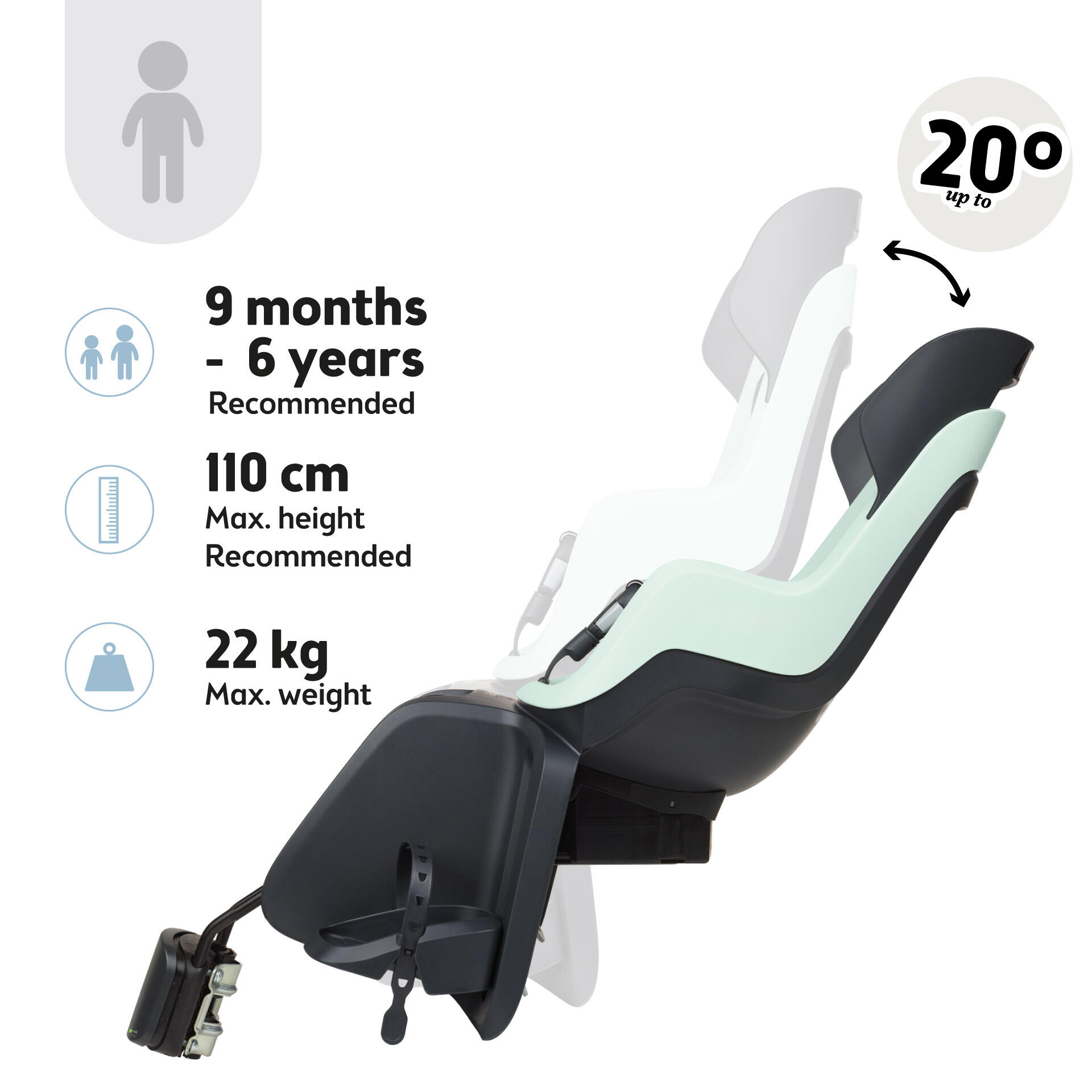 Siège vélo inclinable à l'arrière pour Cadre GO Marshmallow Vert 4/8