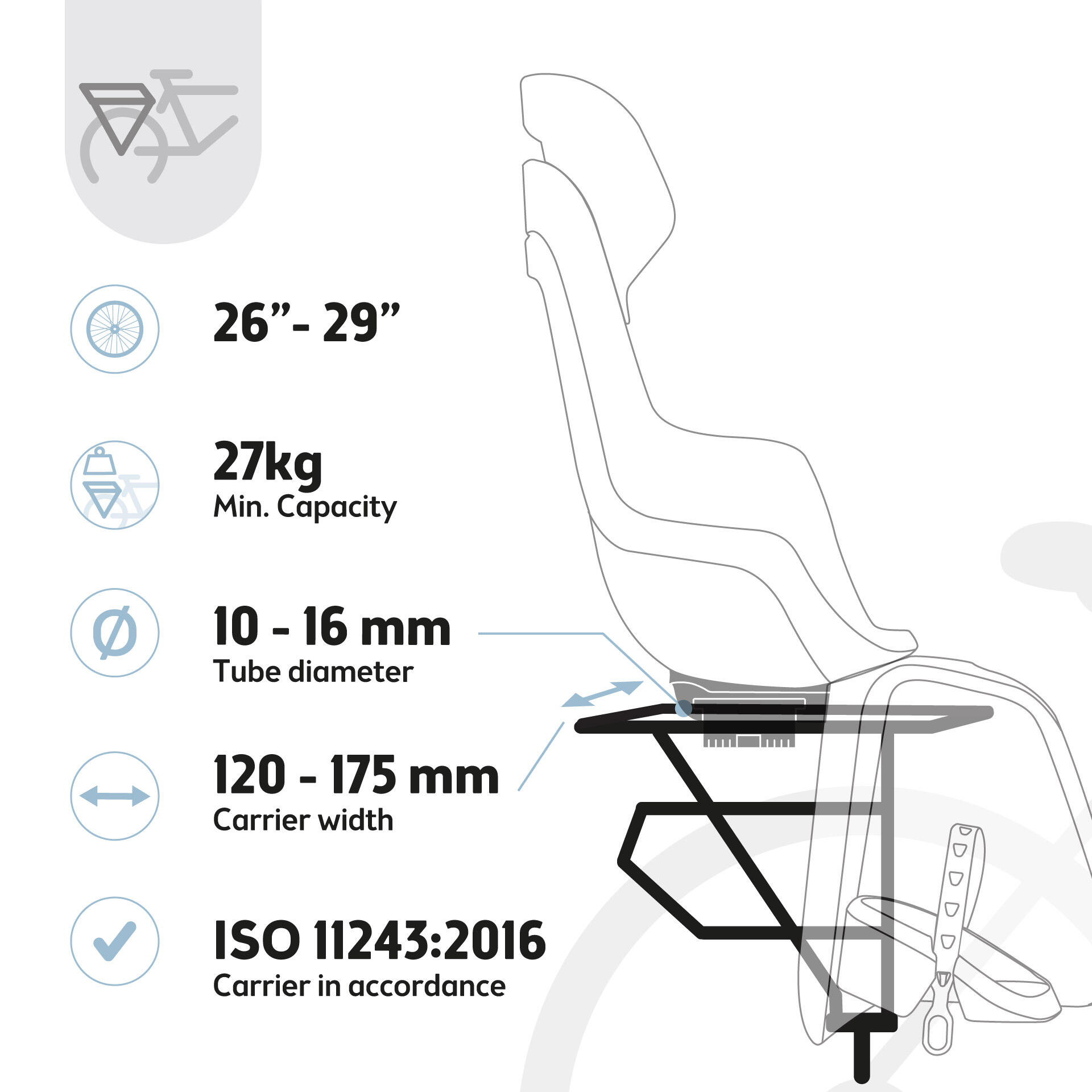 Siège vélo arrière inclinable GO pour porte-bagages Marshmallow Vert Pastel 5/8