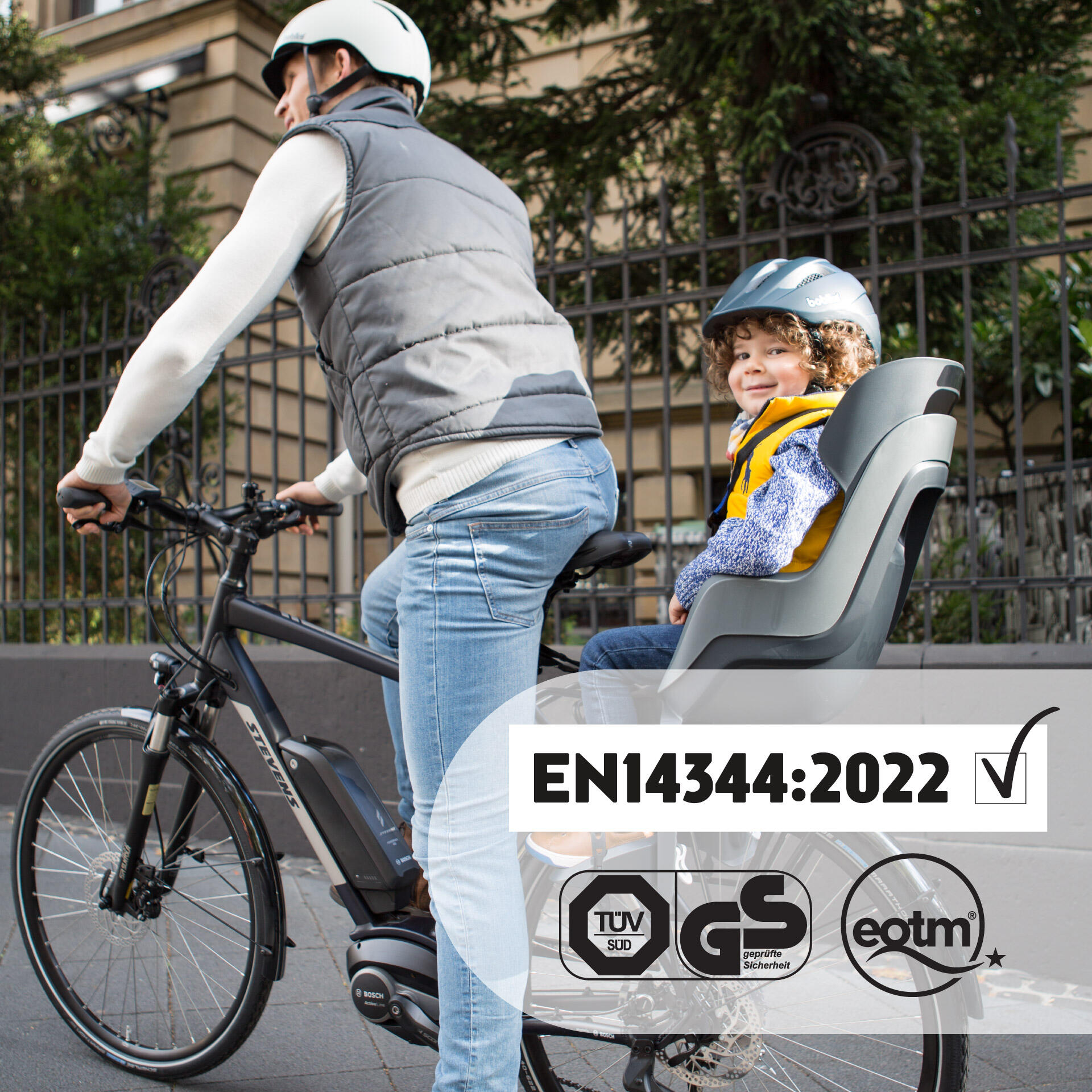 Silla Bicicleta reclinable Trasera Go Cuadro Gris Pastel Macárron 7/8