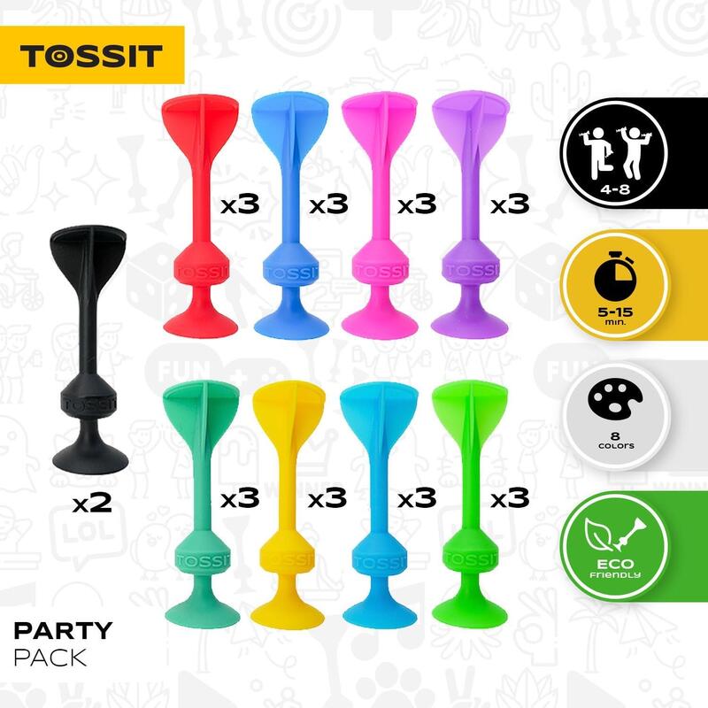 TOSSIT Zuignap Dartspel van Siliconen, Party Pack, 8 Kleuren