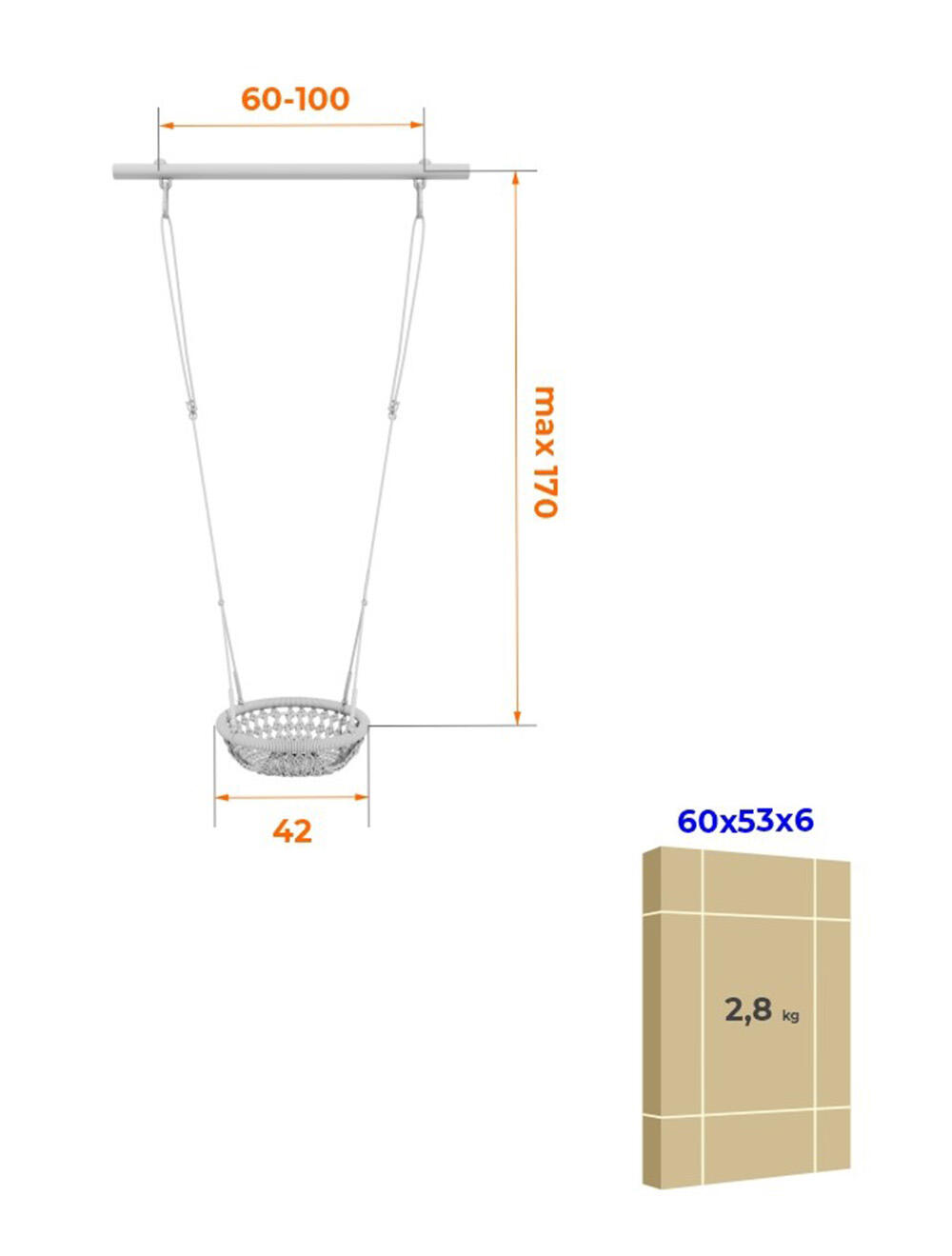 Babyschaukelsitz Kinderschaukel gelb geflochten 42cm 4/4