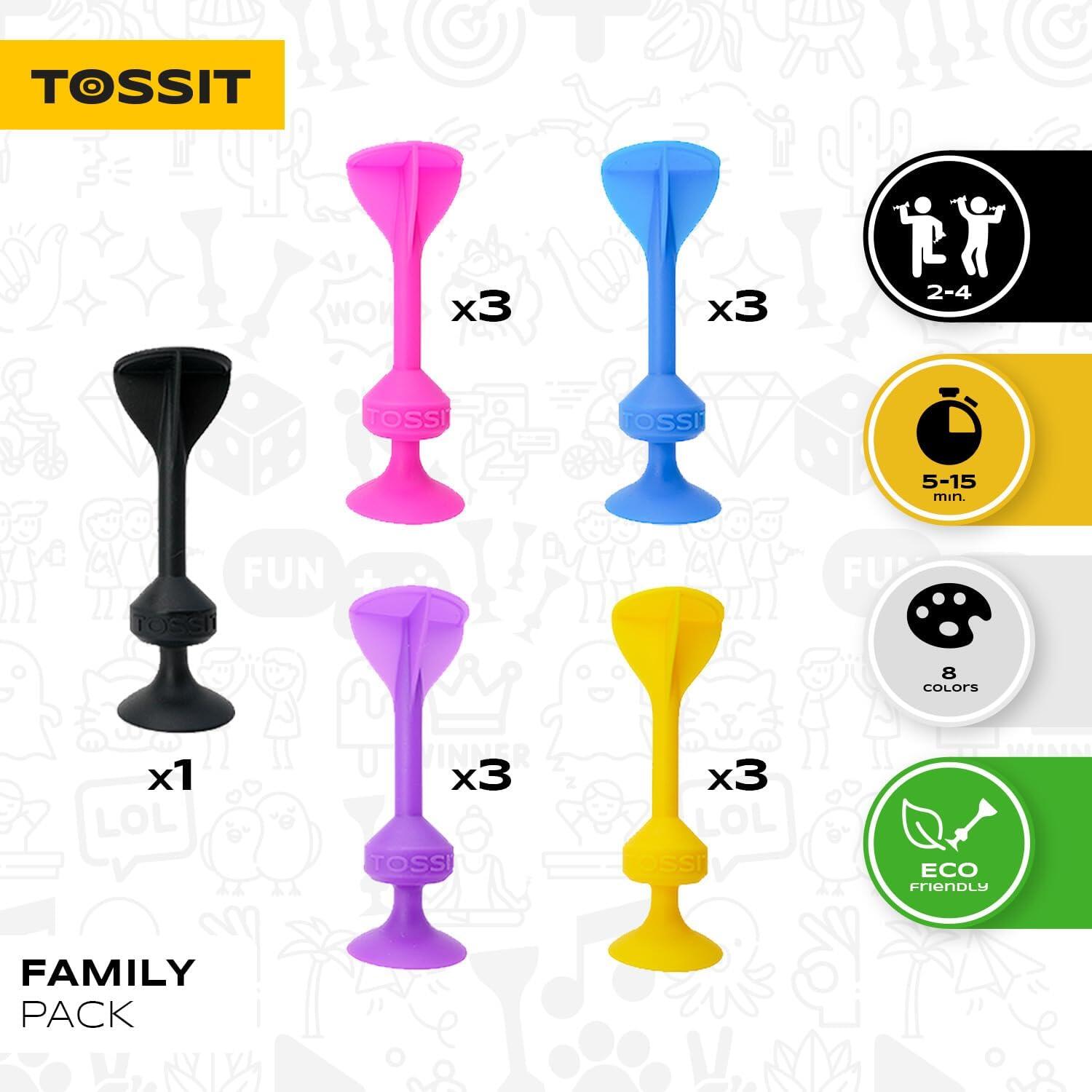 TOSSIT Juego de Dardos Ventosa Silicona, Family Pack, Rosa Violeta Azul Amarillo 2/7