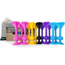 TOSSIT Jeu de Fléchettes Ventouse Silicone, Family Pack, Rouge Cyan Bleu Jaune