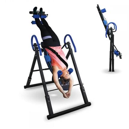 Table d'inversion pliante Réglable 131-190cm Max 150kg Inclinaison 180º Acier