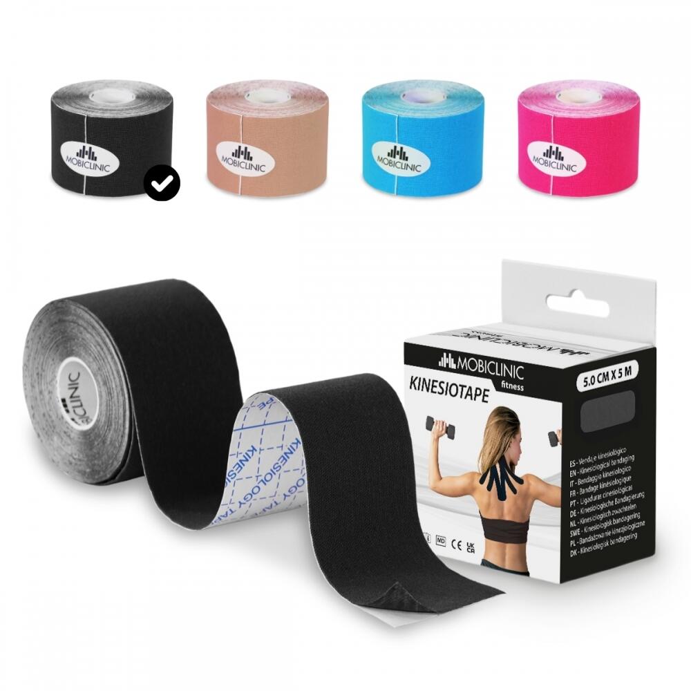 Mobiclinic - Bande Kinésiologie  Kinesio Tape Bande Taping Rouleau De 5 Cm X 5 M Noir - Bande De Kinésiologie - Noir - Taille Unique - Decathlon