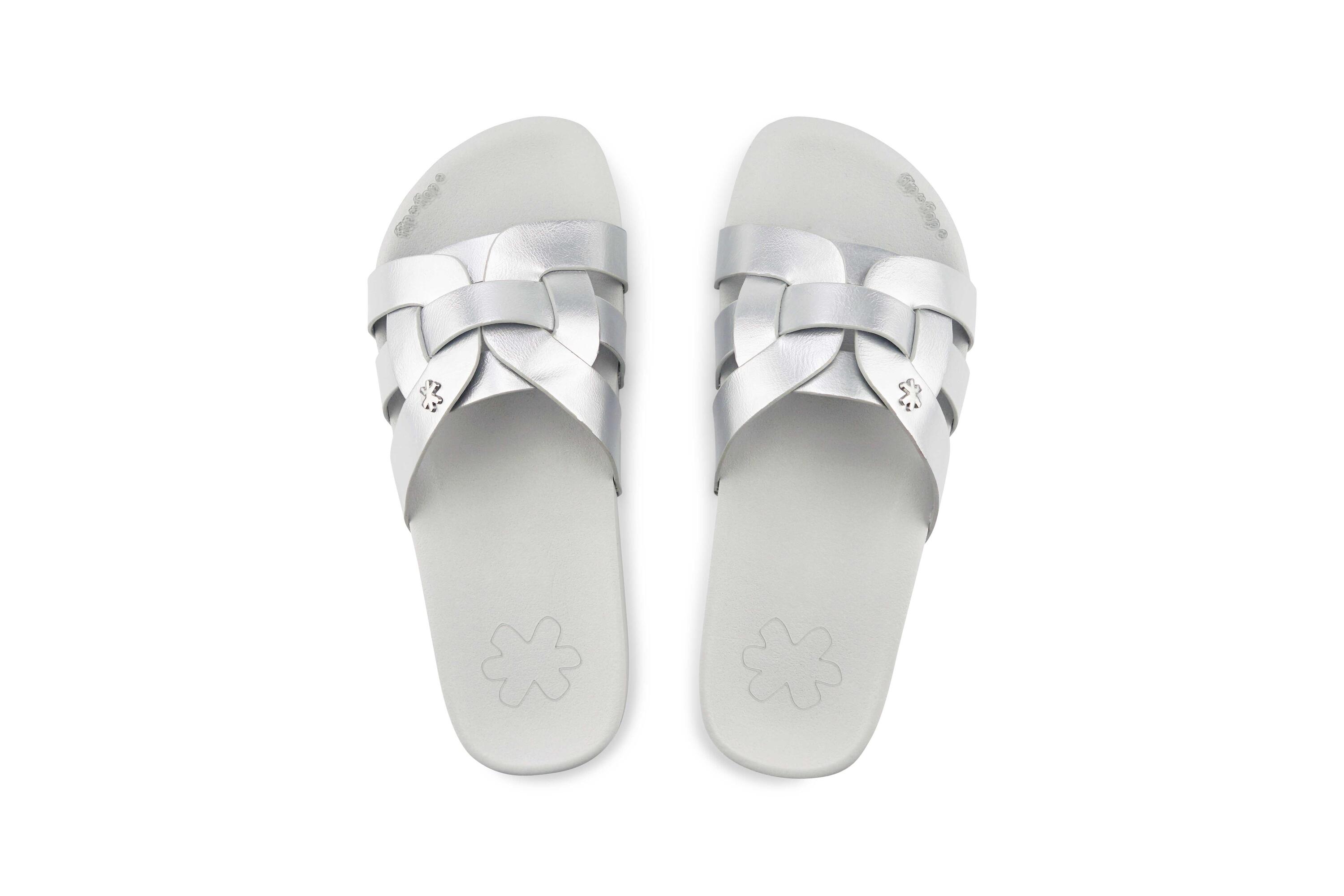 Damen toscany Slides Silber 3/4