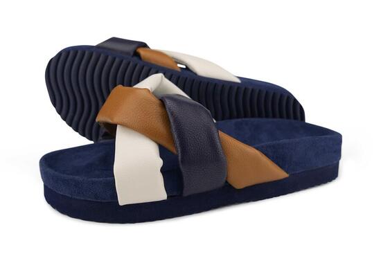 Femme classy*tangle Sandale Bleu foncé Multicolore