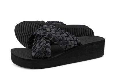 Donna sandalo wedgy*cross Nero