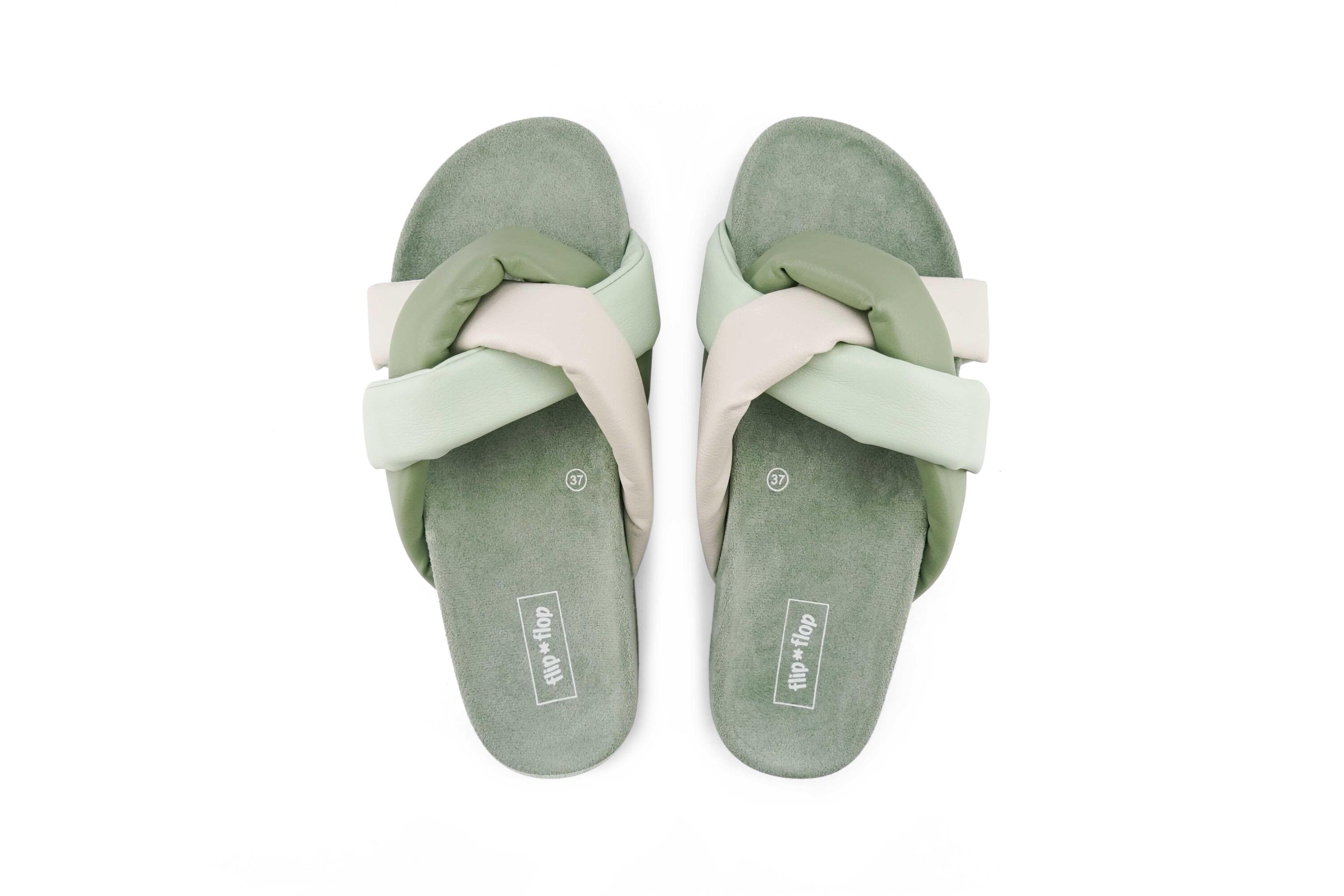 Femme sandale classy*tangle vert sauge 3/4