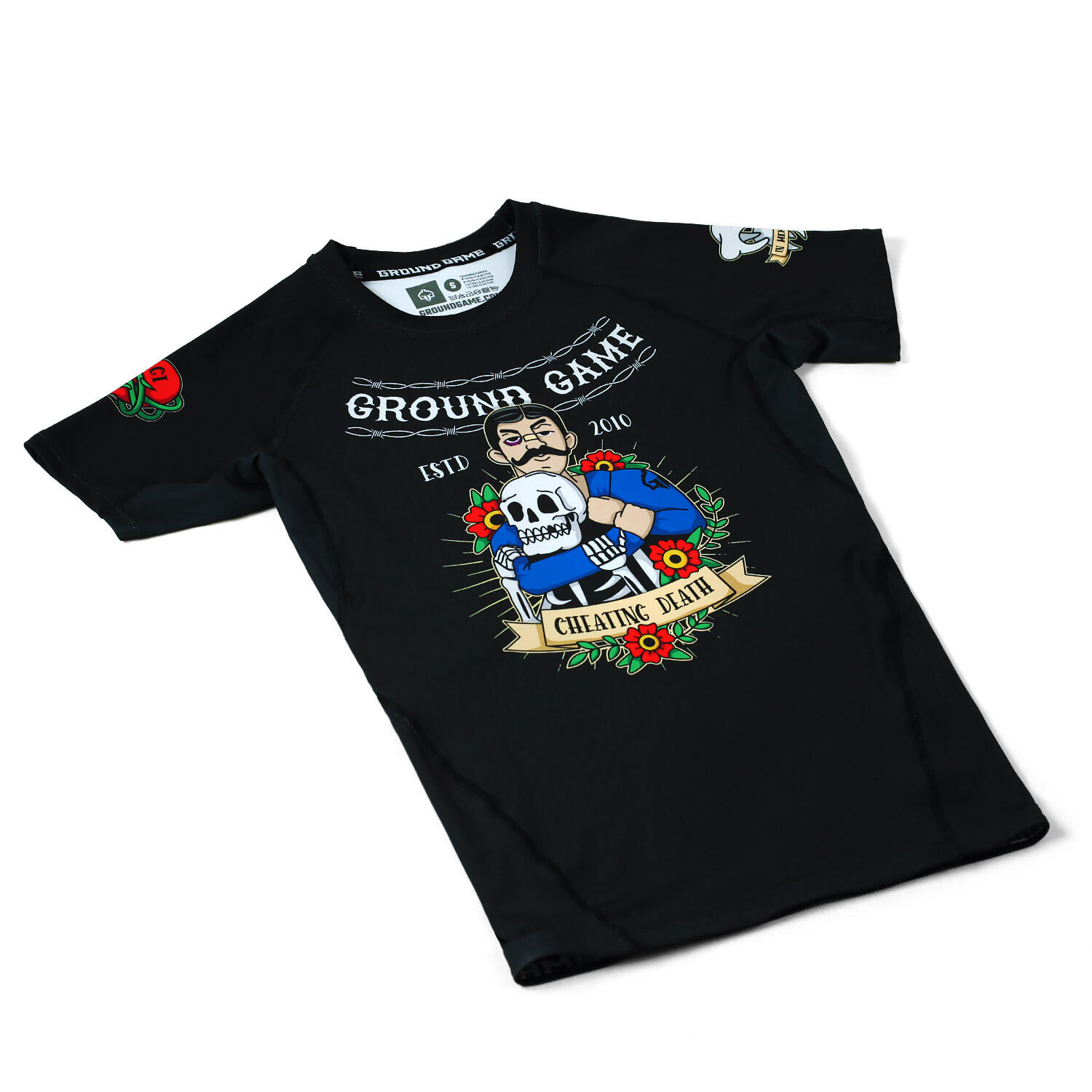 Rashguard do MMA/BJJ męski Ground Game Oldschool z krótkim rękawem 4/5
