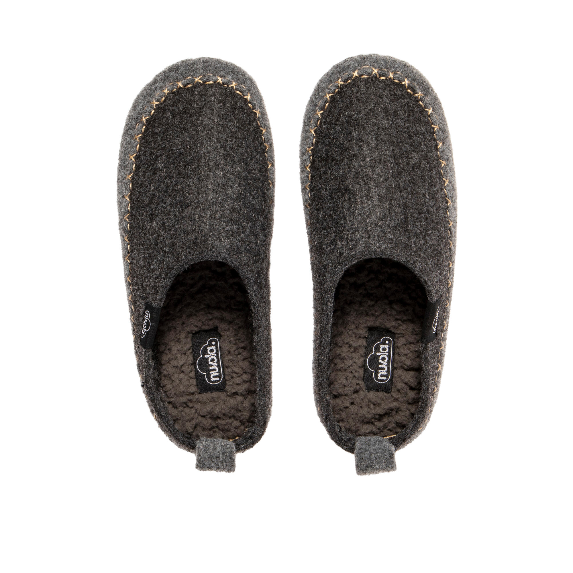 Chaussons de repos gris Nuvola, rembourrés, semelle en gomme. 5/7