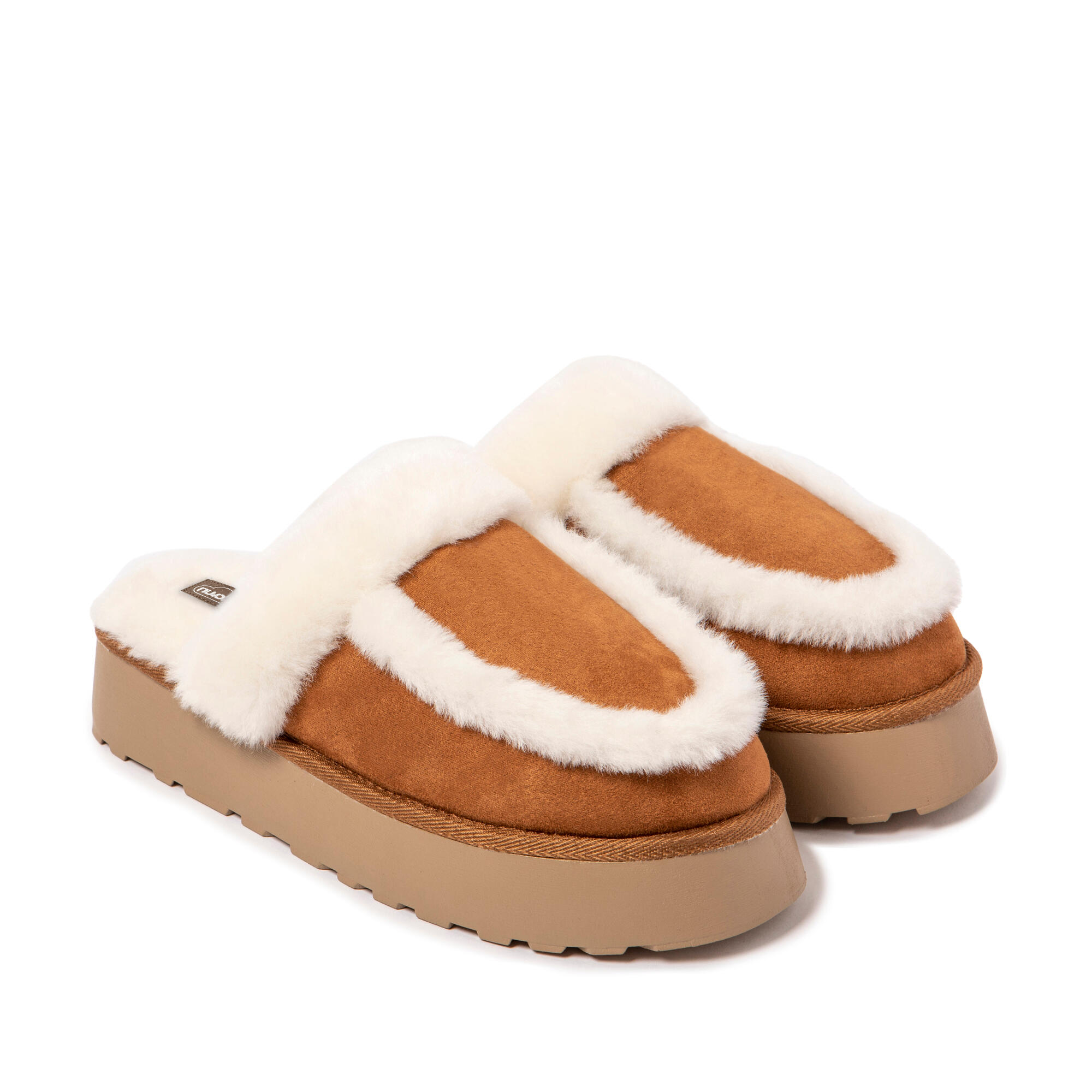 Pantufas de descanso Nuvola castanhos acolchoados com sola de borracha 2/7