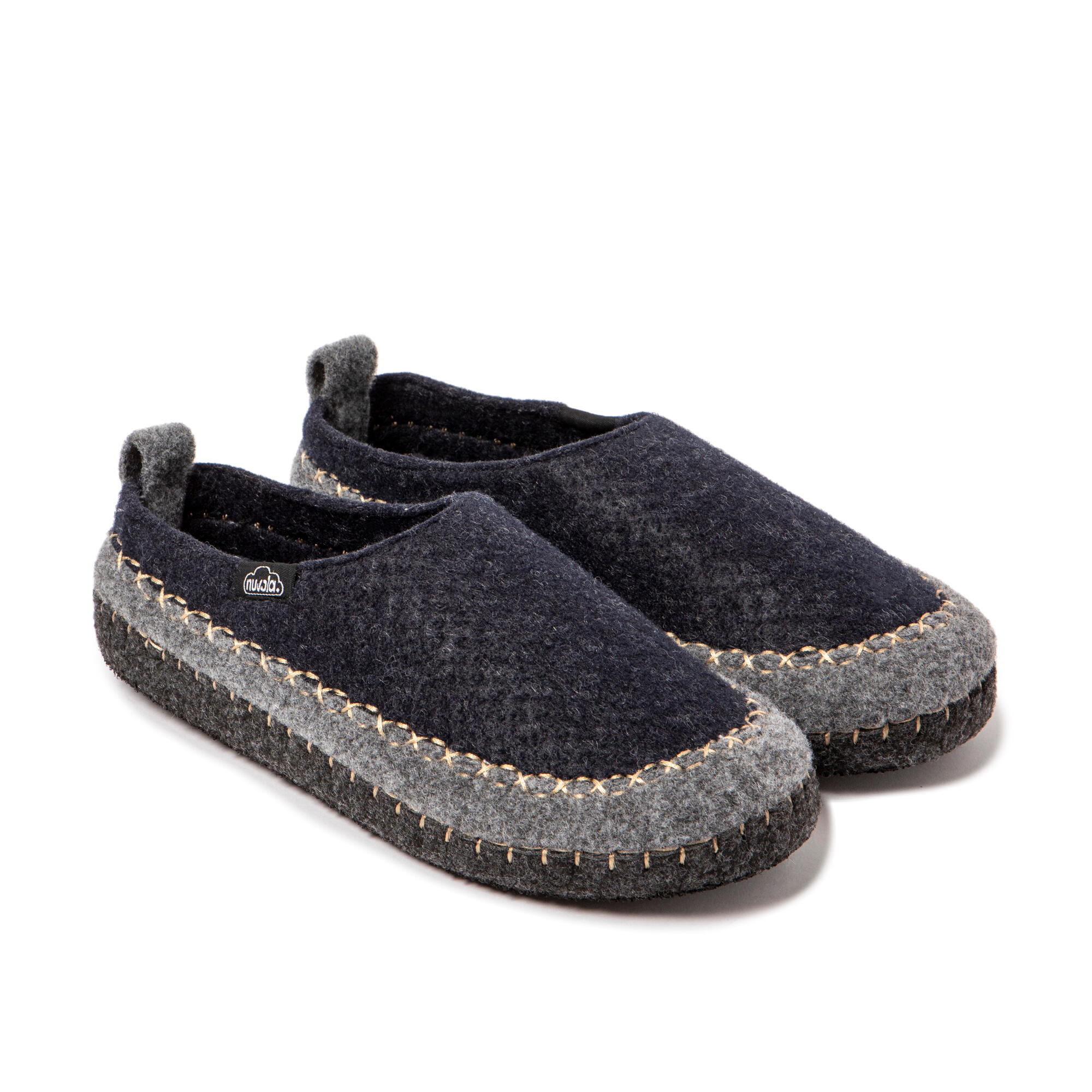 Chaussons de repos Nuvola bleu. Rembourrées, semelle en gomme. 2/7