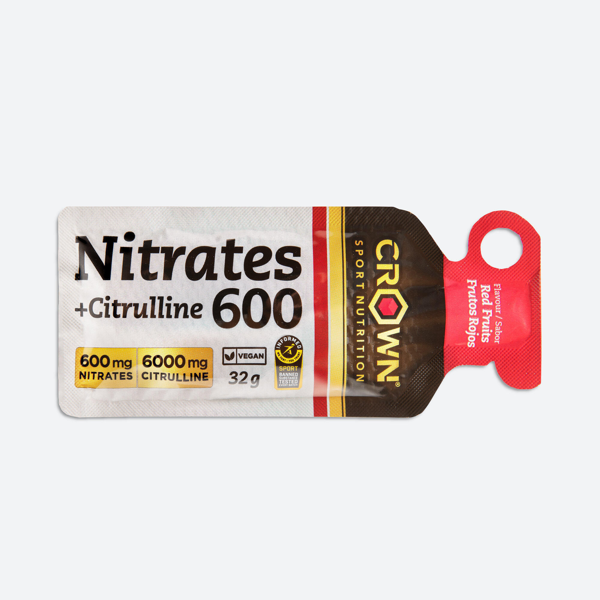 CROWN SPORT NUTRITION Gel energético 'Nitratos 600 +CITRULINE SHOT GEL' de 32g Frutas Vermelhas