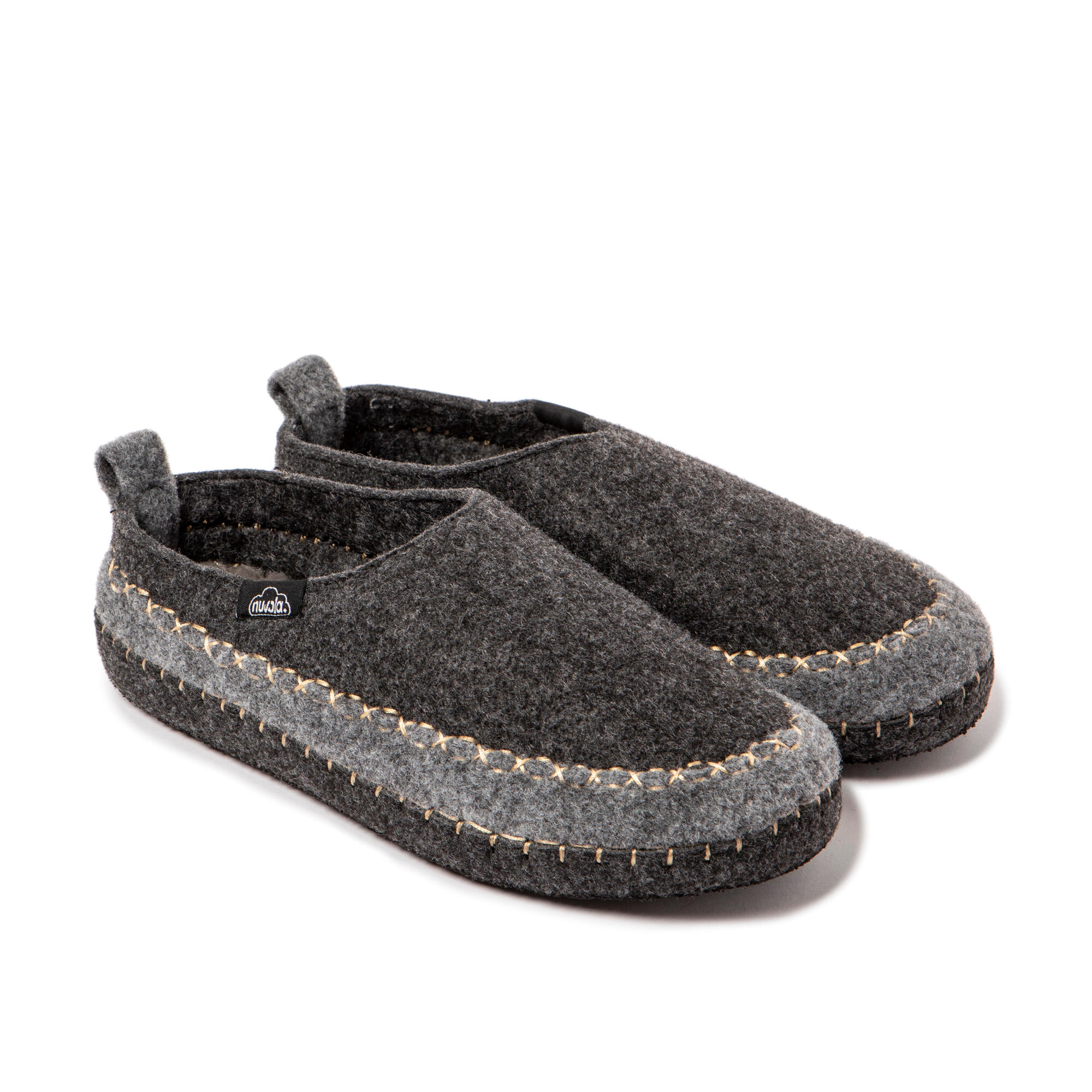Chaussons de repos gris Nuvola, rembourrés, semelle en gomme. 2/7