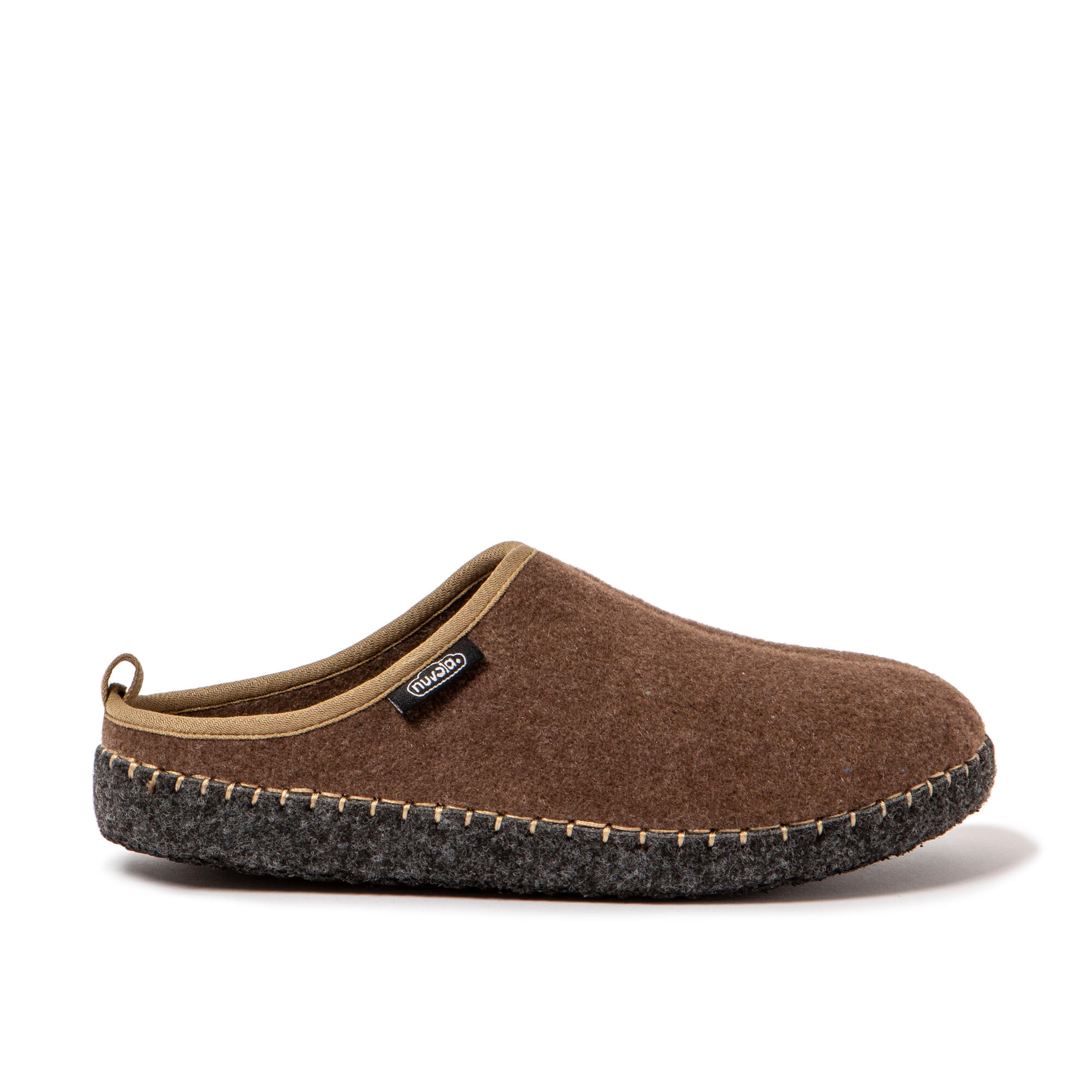 Pantufas de descanso Nuvola castanhos acolchoados com sola de borracha 3/7