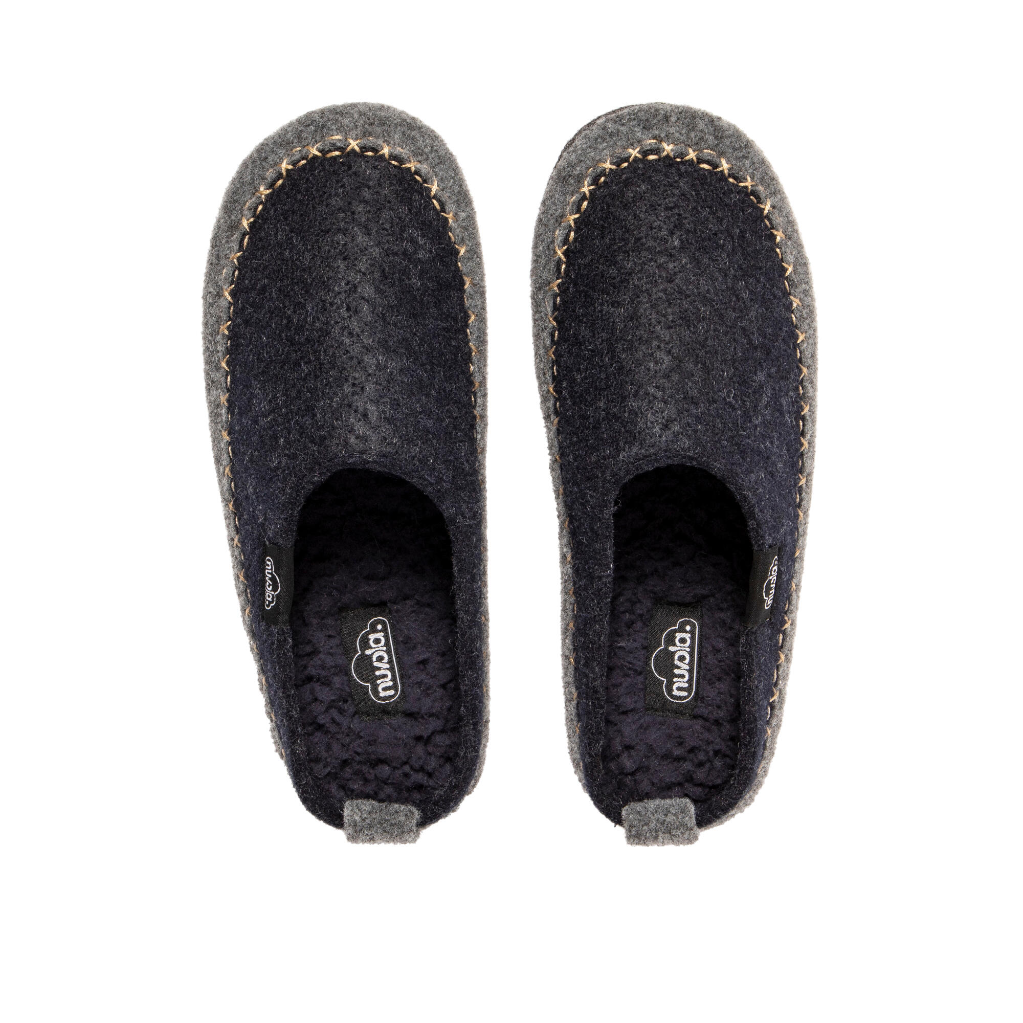 Chaussons de repos Nuvola bleu. Rembourrées, semelle en gomme. 5/7