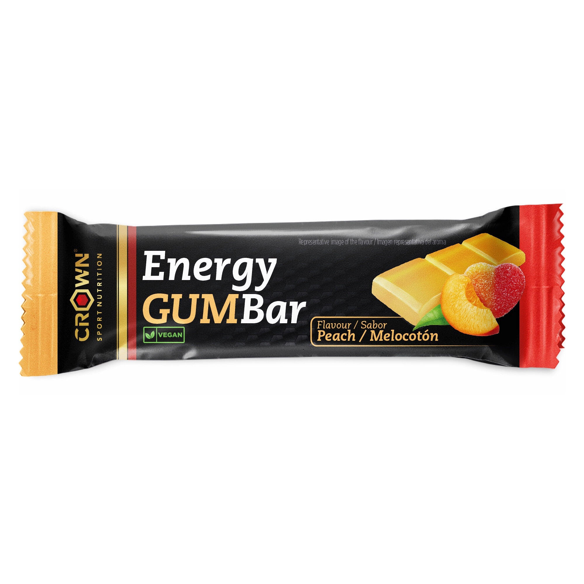 CROWN SPORT NUTRITION Barra energética Energy Gum Bar 30 g Pêssego