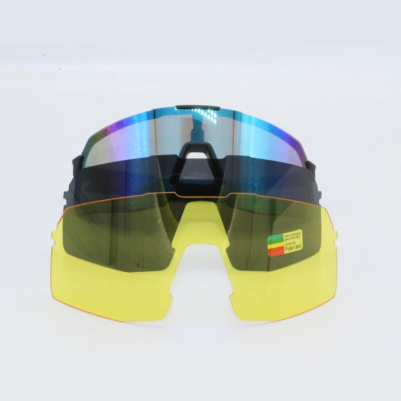 Lunettes de sport polarisées - 3 verres interchangeables / UV400 (Noir)