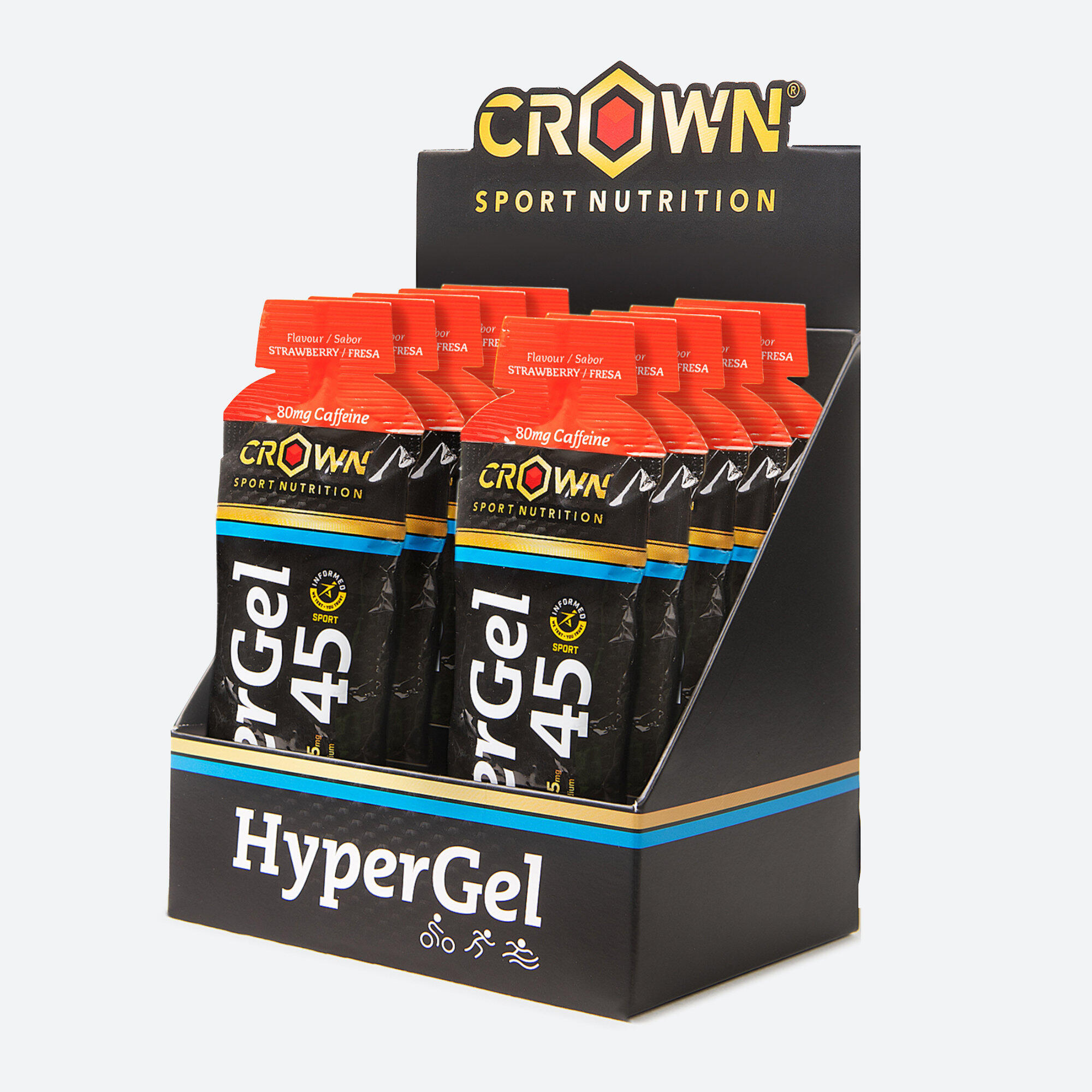 Caixa de 10 géis energéticos 'HyperGel 45' de 75 g Morango com Cafeína