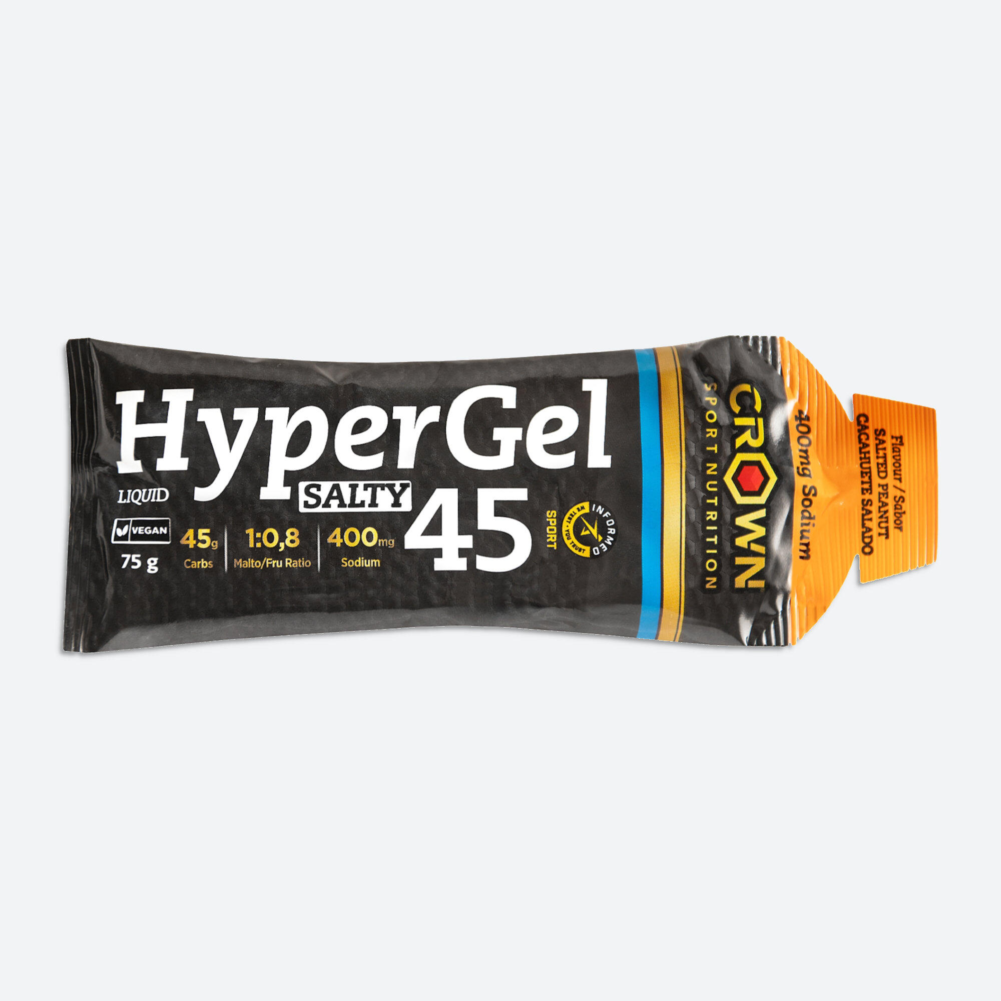 CROWN SPORT NUTRITION Gel energético Hyper Line HyperGel 45 de 75 g de amendoim Salgado