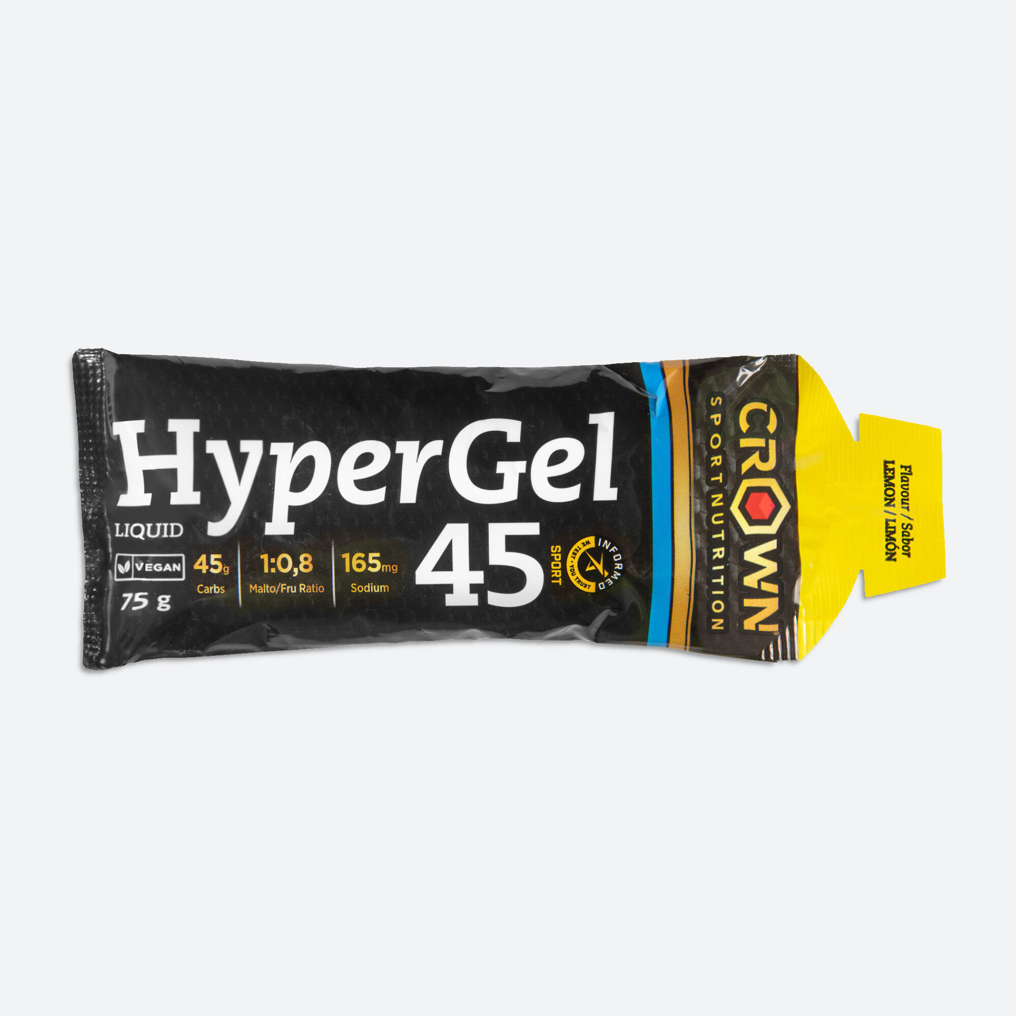 CROWN SPORT NUTRITION Gel energético Línea Hyper HyperGel 45 de 75 g Limón
