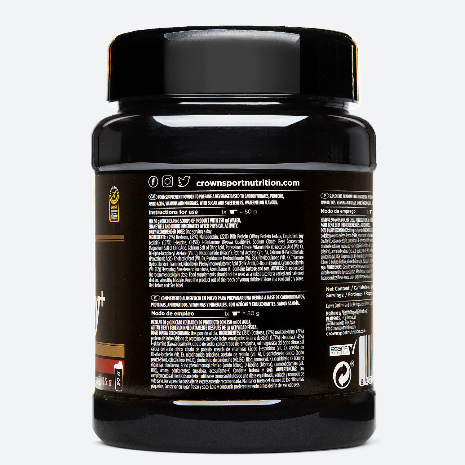 Bote de recuperador muscular de suero de leche ‘Recovery+’ de 750g Sandía 2/4