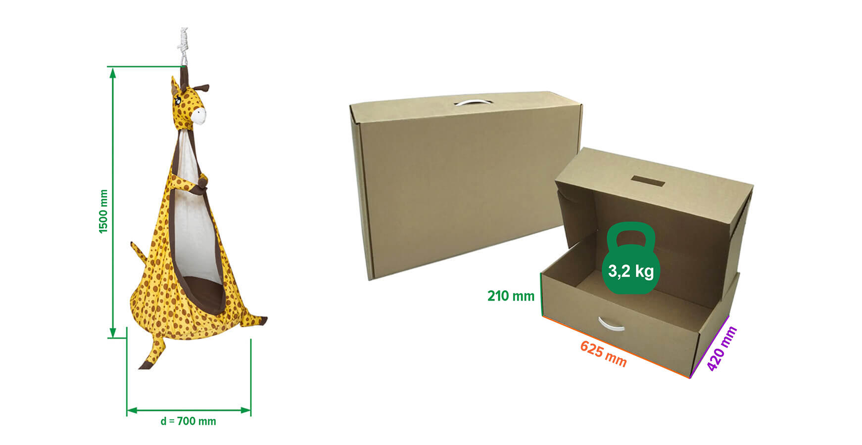 Hamac siège balançoire pour enfants Giraffe, fixation sur structure d'escalade o 4/6