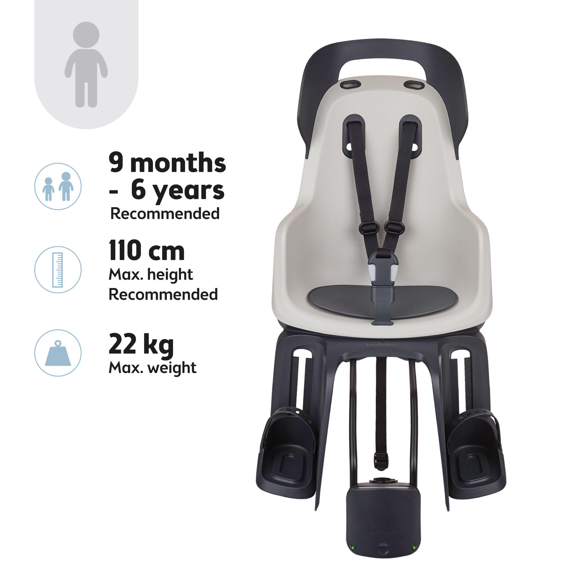 Fahrradkindersitz Hinten Rahmen GO Vaunilha Pastell 4/8