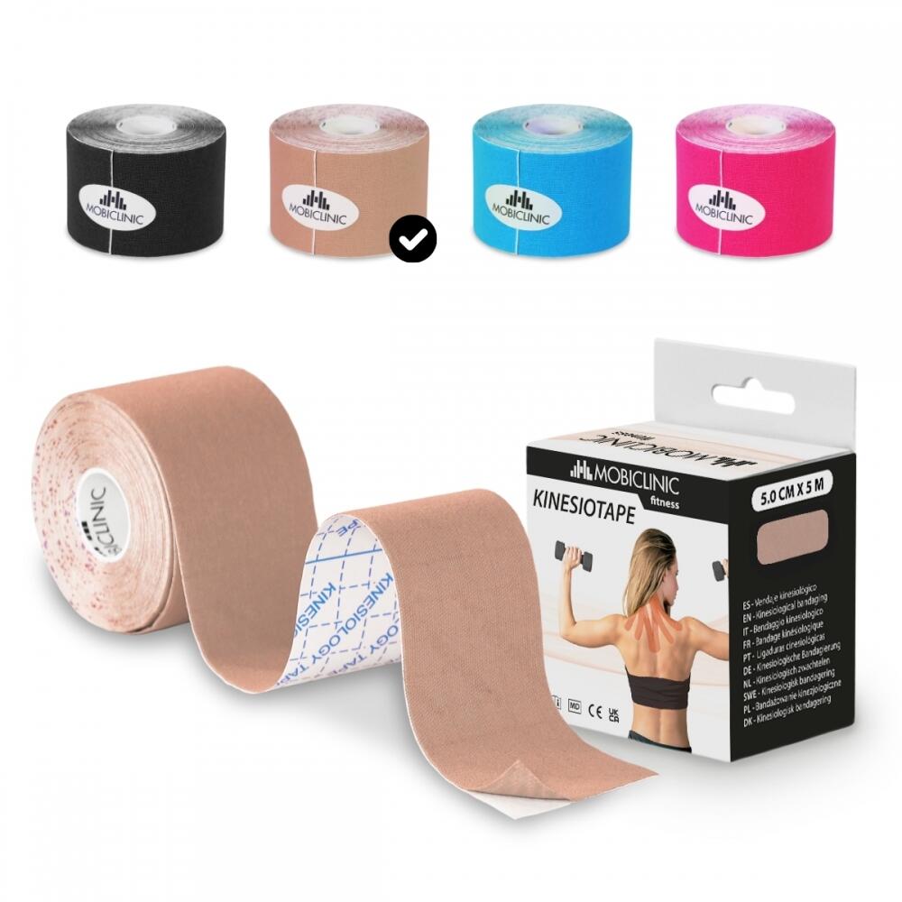 Mobiclinic - Bande Kinésiologie  Kinesio Tape Bande Taping Rouleau De 5 Cm X 5 M Beige - Bande De Kinésiologie - Beige - Taille Unique - Decathlon