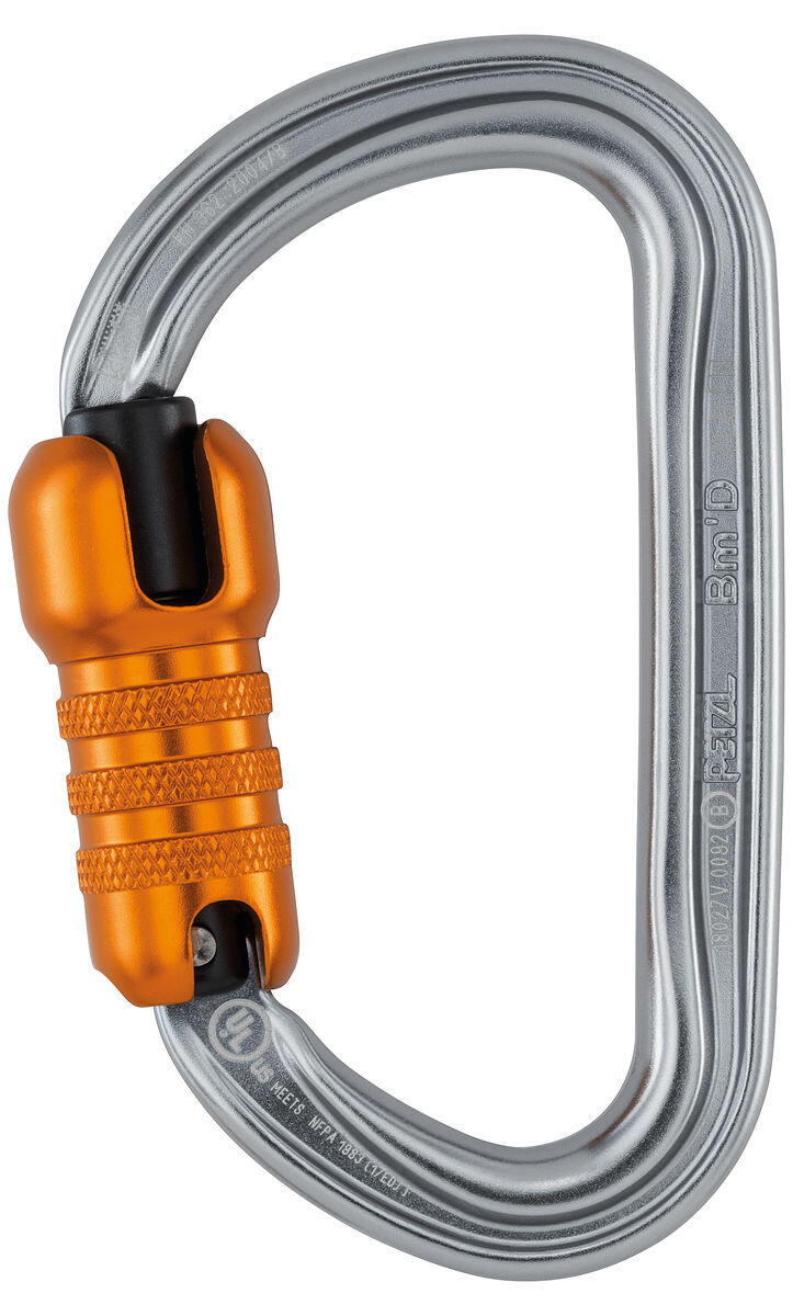 Mousqueton Petzl BM'D TRIACT-LOCK aluminium gris léger et résistant 1/4
