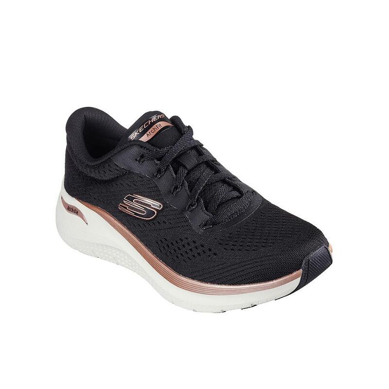 Zapatillas Deportivas Caminar Mujer Skechers 150067_BKRG Negras con Cordones