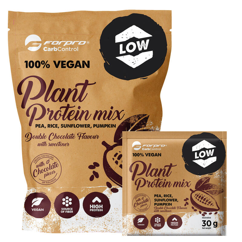 FORPRO 100% Vegán Növényi Protein mix 510g Dupla csokoládé