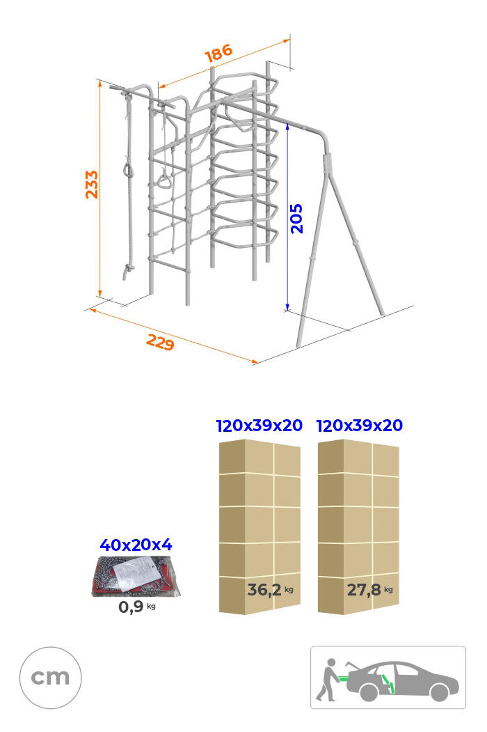 Structure d'escalade extérieure en acier avec accessoires : corde d'escalade, an 7/7