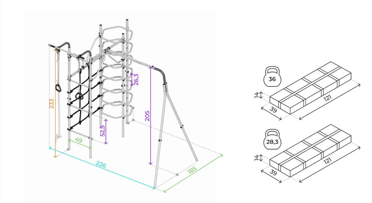 Structure d'escalade extérieure en acier avec accessoires : corde d'escalade, an 6/7