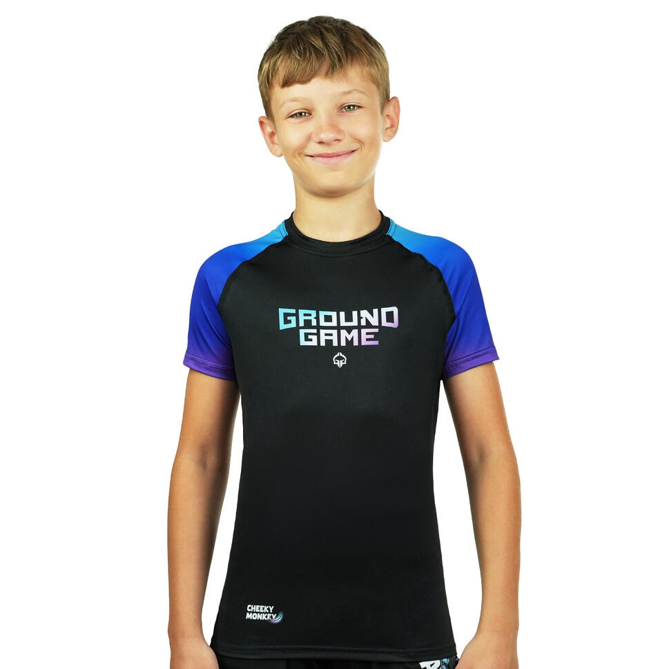 Rashguard dla dzieci Ground Game Cheeky Monkey z krótkim rękawem